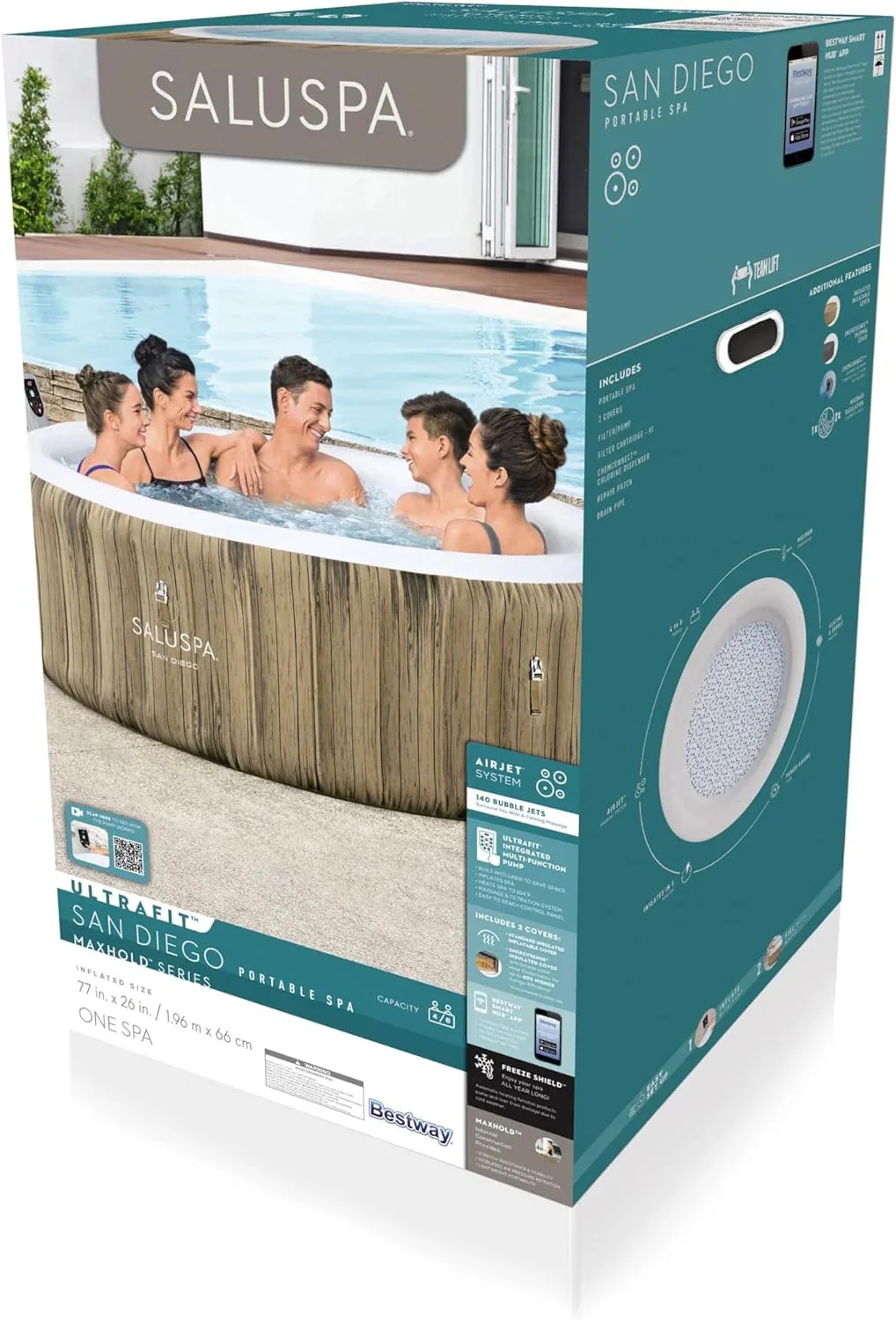 Inflatable Hot Tub Spa (71" X 26") | Portable Hot Tub with 2 Covers (1 Energy-efficient Thermal Cover and 1 Standard Cover) | Fits Up to 2-4…