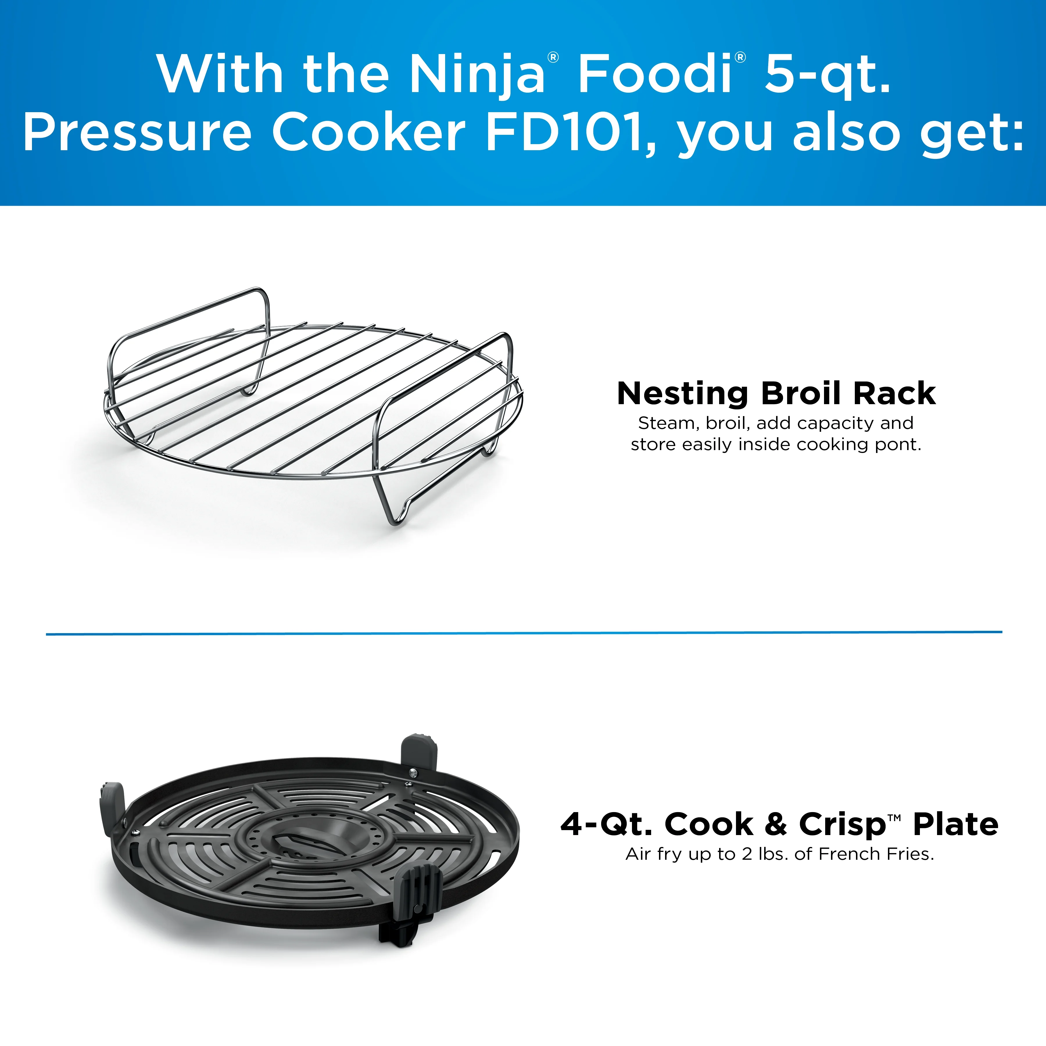 Ninja Foodi 10 - in - 1 5 Qt Pressure Cooker, Steamer, Bake, Broil, Dehydrate, Air Fryer, Non - Stick, FD101 Stainless Steel