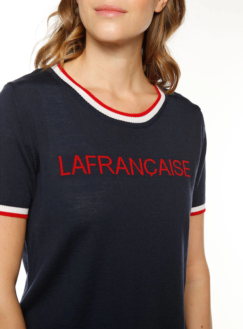 T-shirt femme en laine mérinos bleu marine