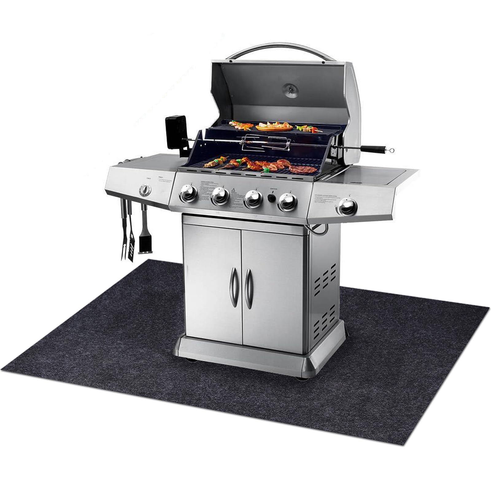 Sszhen Gas Grill Mat,BBQ Grilling Gear for Gas/Absorbent Grill Pad Lightweight Washable Floor Mat to Protect Decks and Patios from Grea