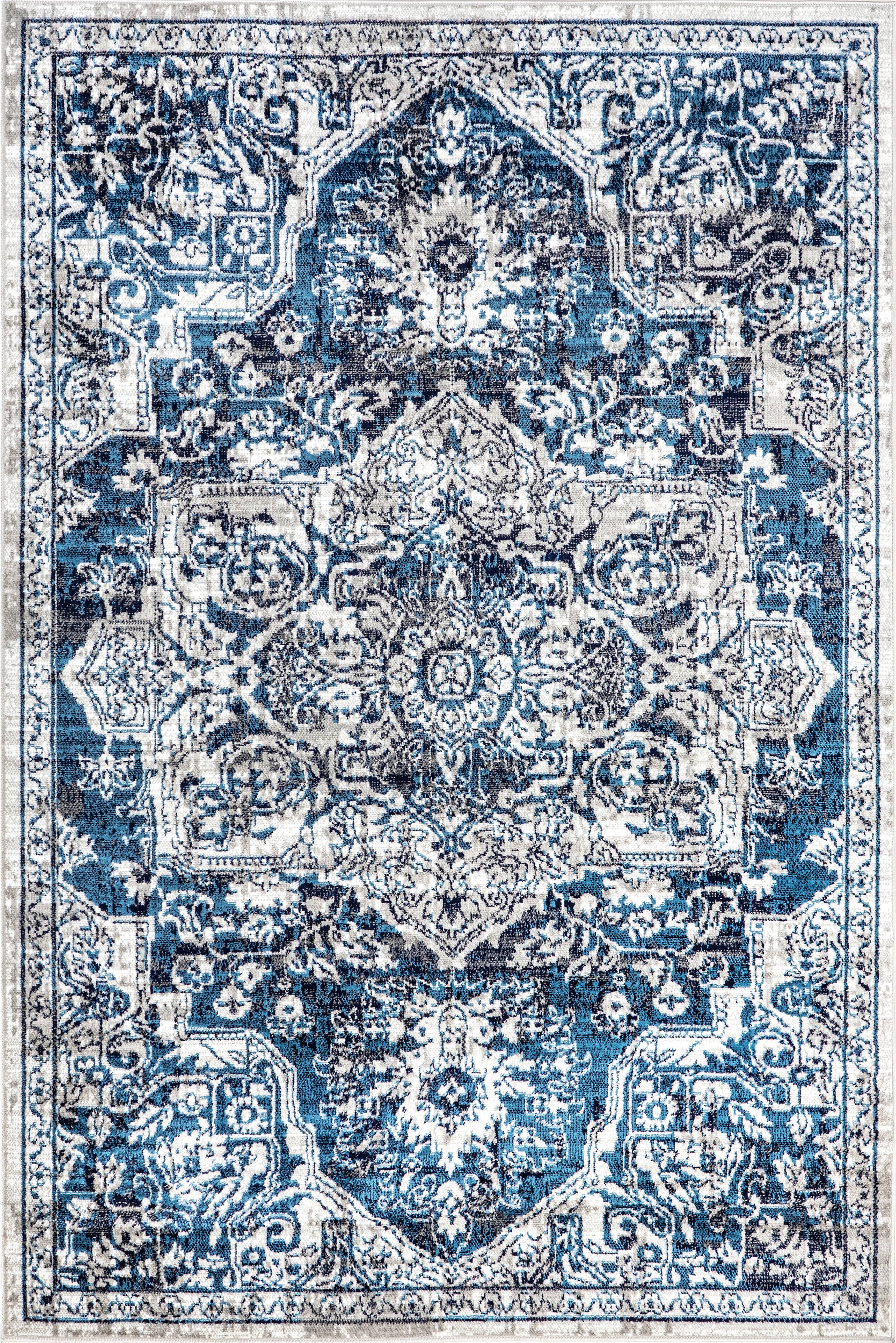 nuLOOM Transitional Medallion Maryanne Blue 8' x 10' Area Rug