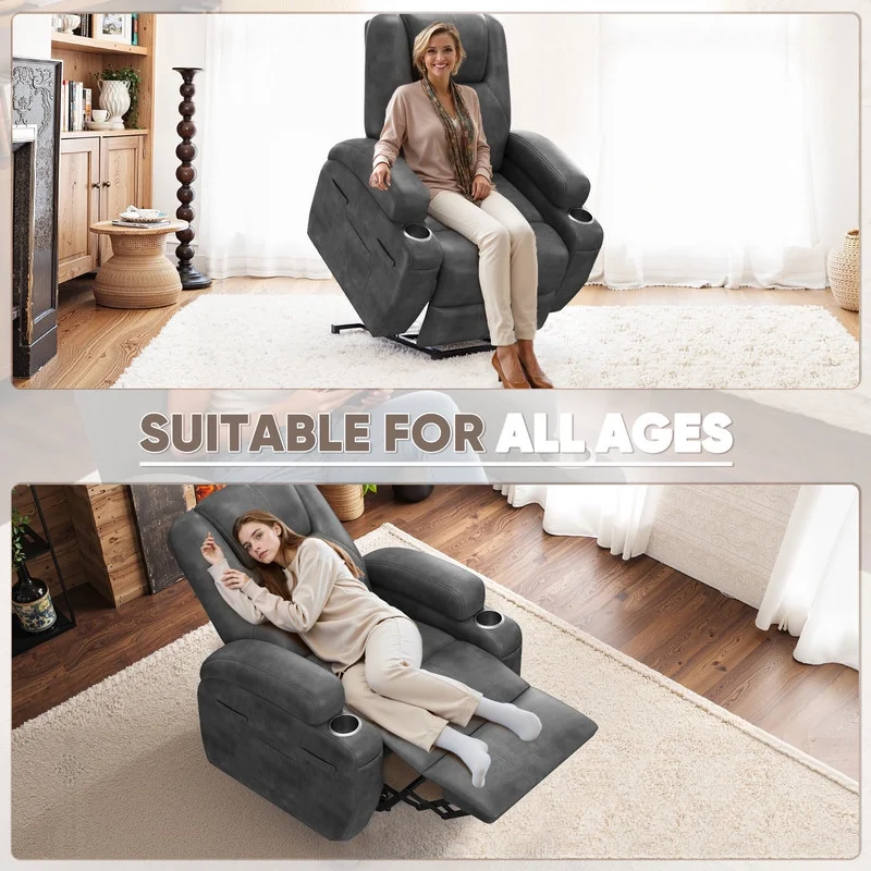 power lift electric Massage recliner chair Oversized Single Sofa with Cup Holder for elderly,Black(Black) - Image 8