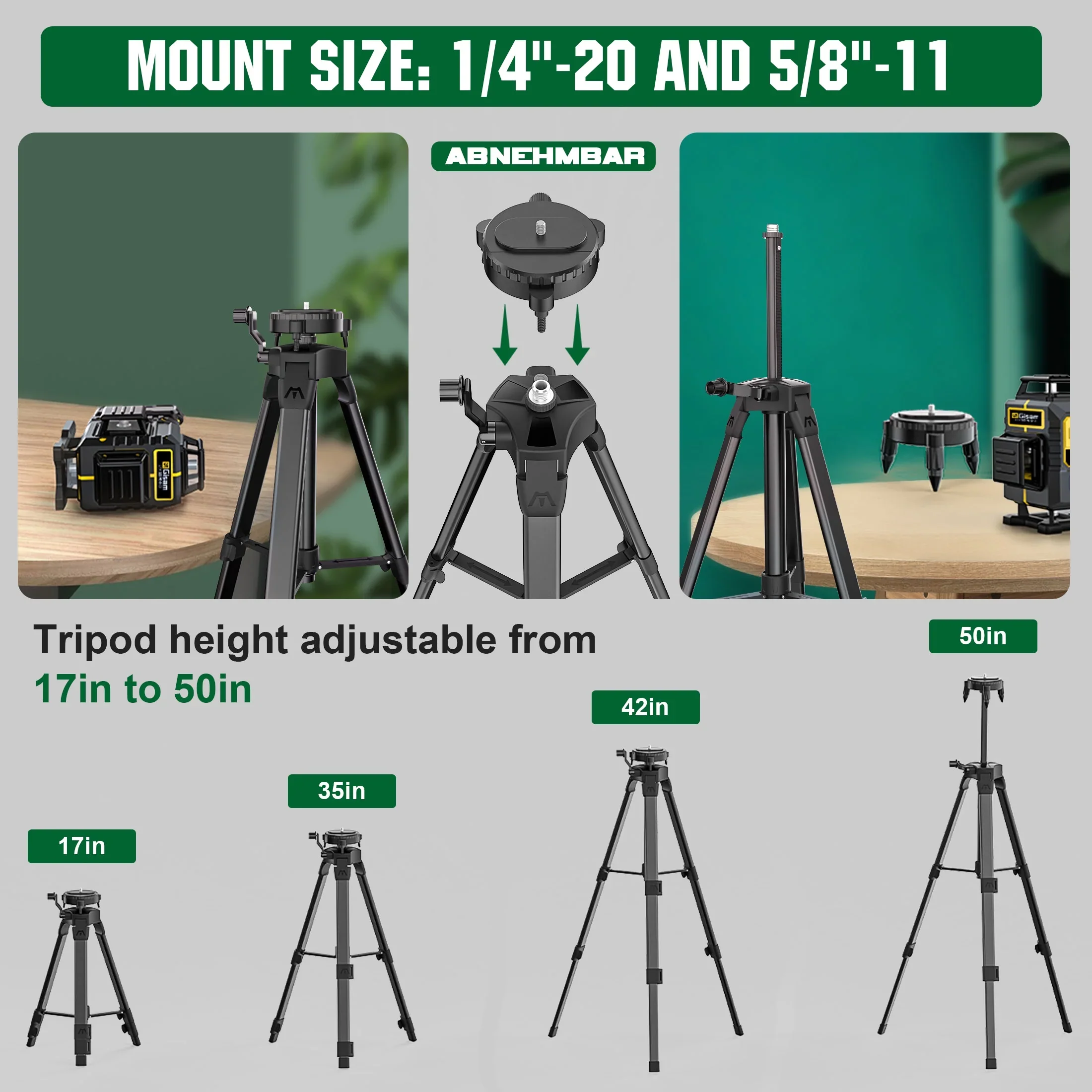 Gisam Laser Level with Tripod , 4x360�� Self-Leveling Green Cross Line 4D Laser Tool with Remote Control & 2* 4800mAh Battery