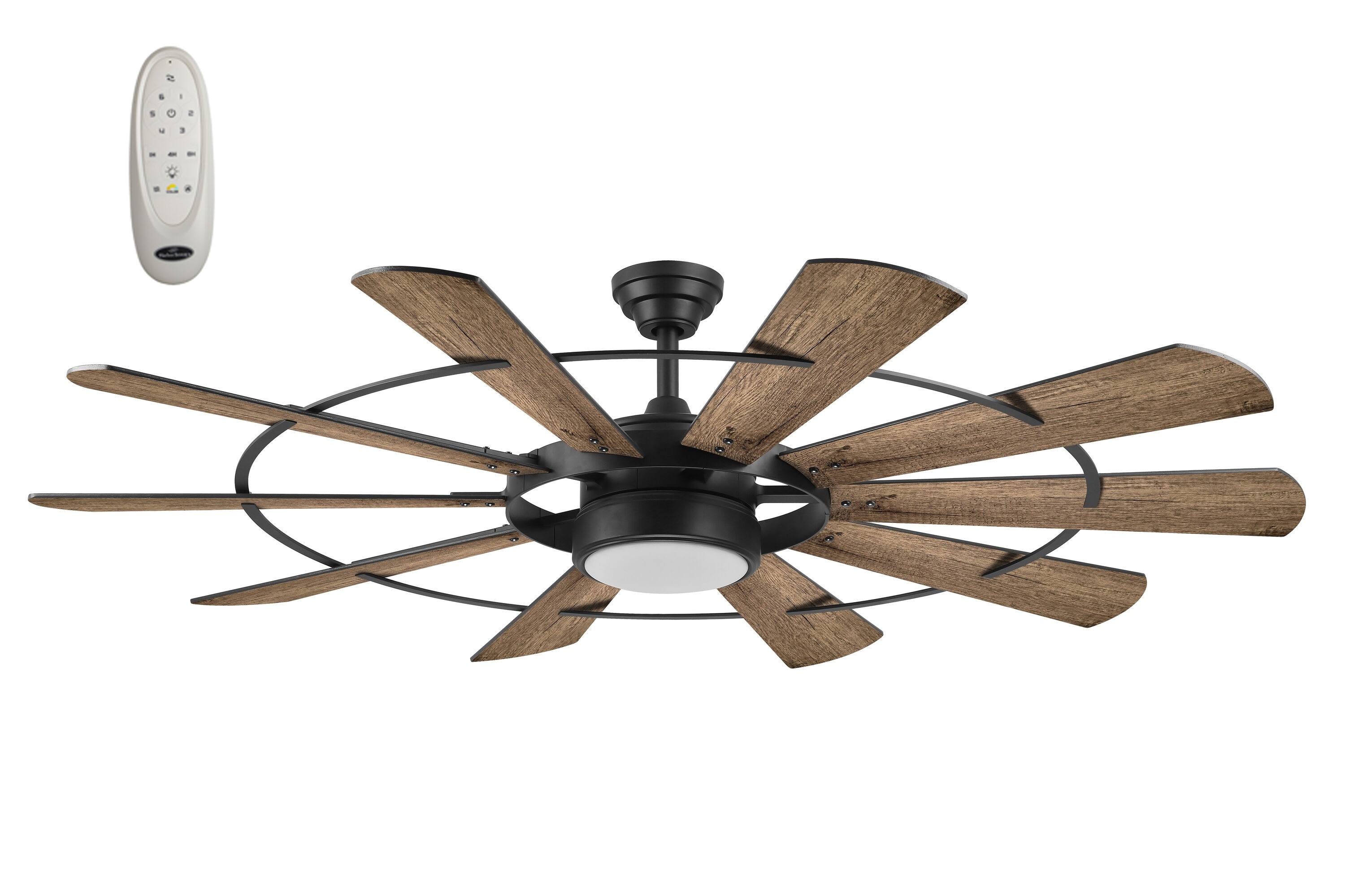 Harbor Breeze EUK60MBK10LR Henderson 60-in Matte Black LED Indoor Ceiling Fan with Light Remote (10-Blade)