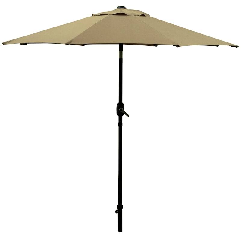 at Home Tan Outdoor Crank & Tilt Steel Umbrella, 7.5'