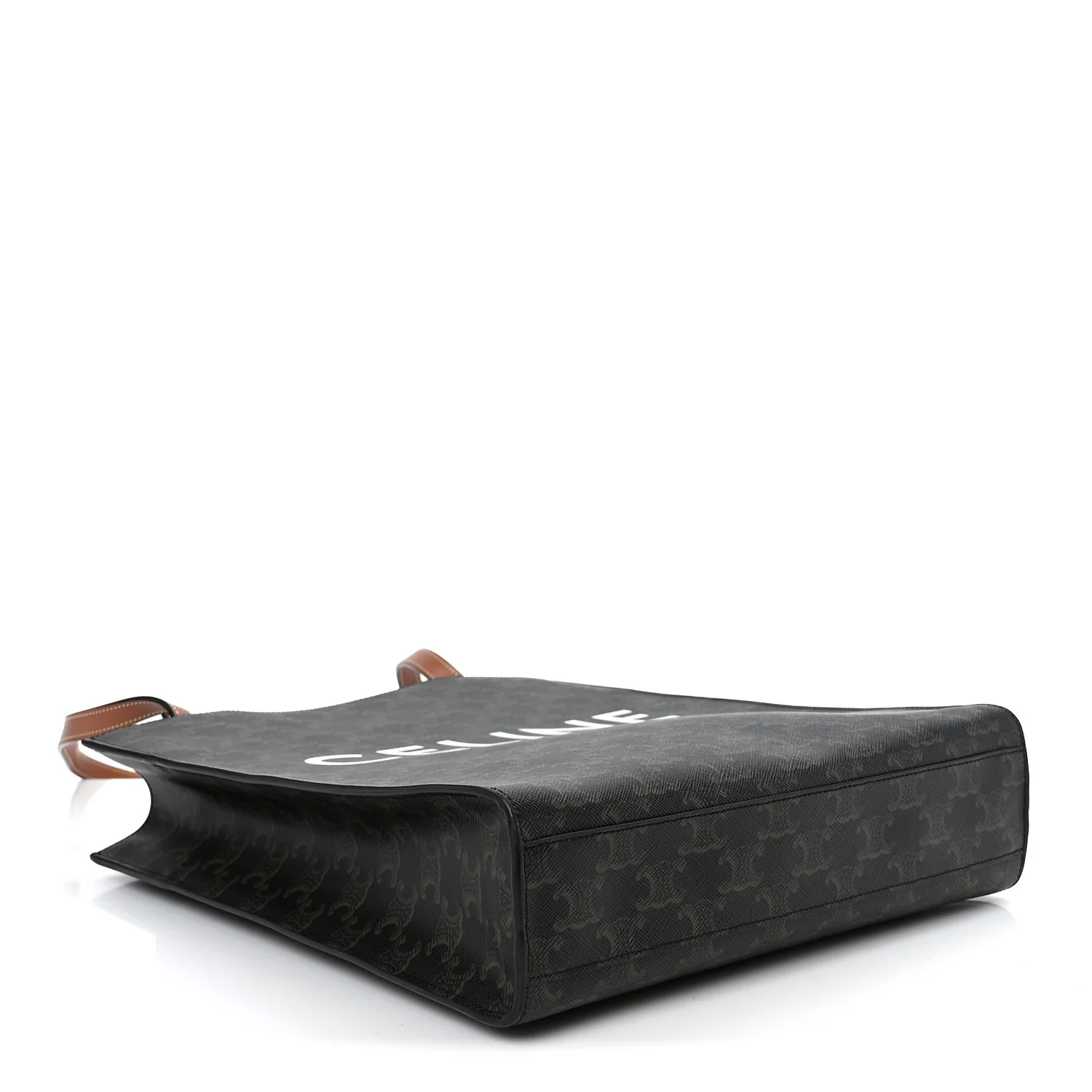 Triomphe Canvas Calfskin Small Vertical Cabas Tan