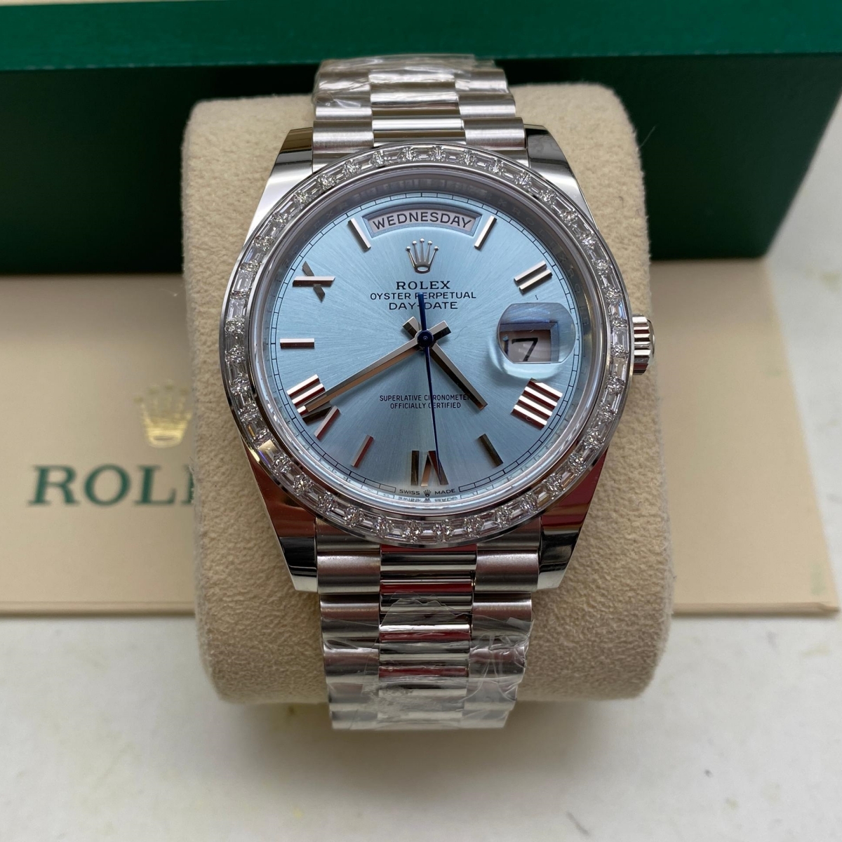 [Super Clone]RLX Day-Date 40mm 228396TBR-0030 Ice Blue Roman Dial
