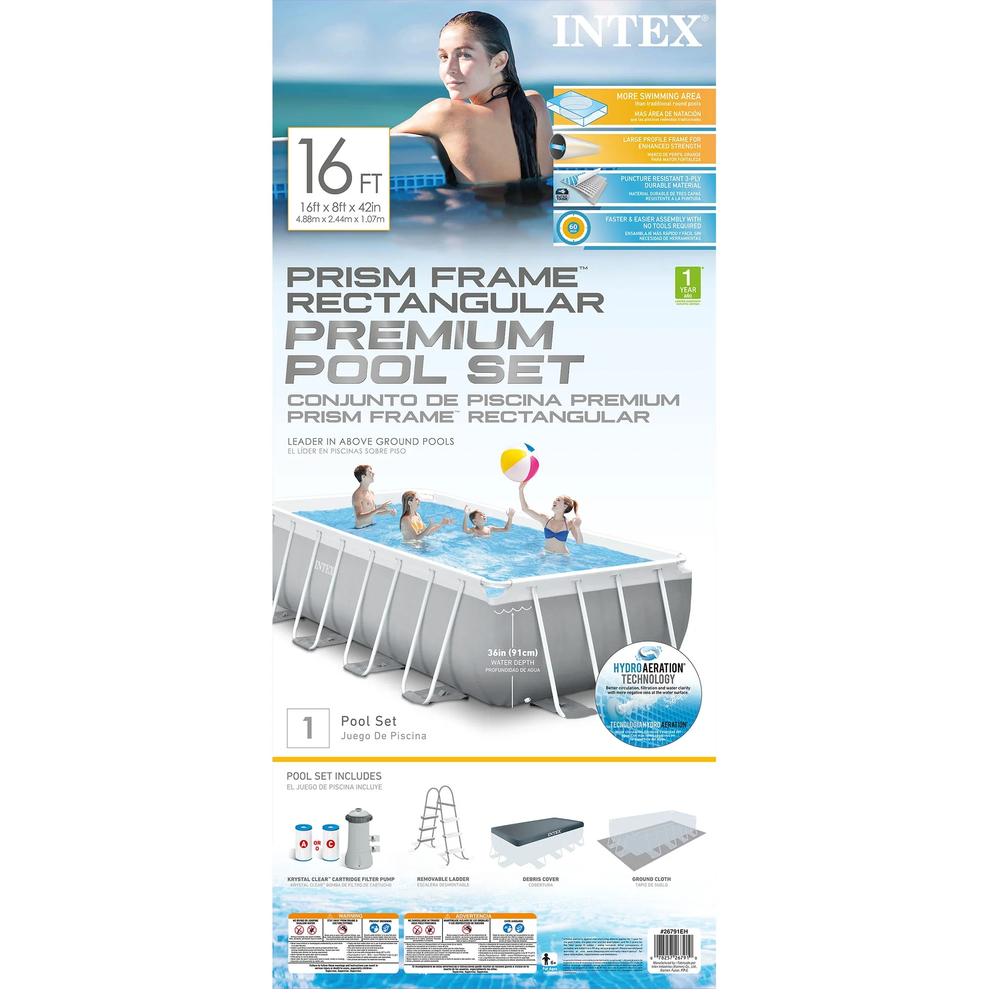 16Ft X 8Ft X 42In Prism Frame Rectangular Pool Set(Rectangle) - Image 6