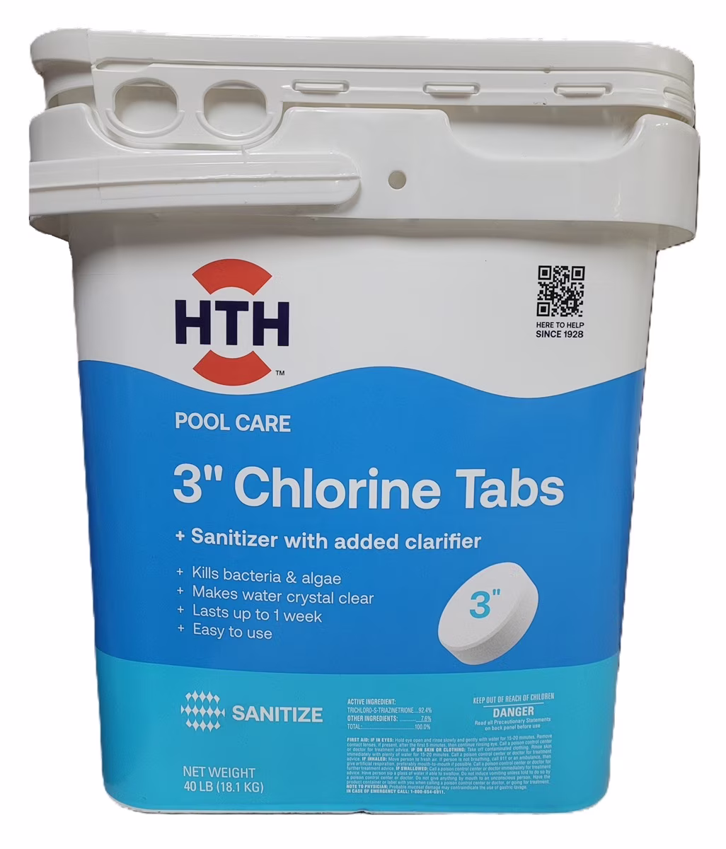 HTH Pool Care 3 - Inch Chlorine Tabs Swimming Pool Chlorinating Sanitizer 40 lb