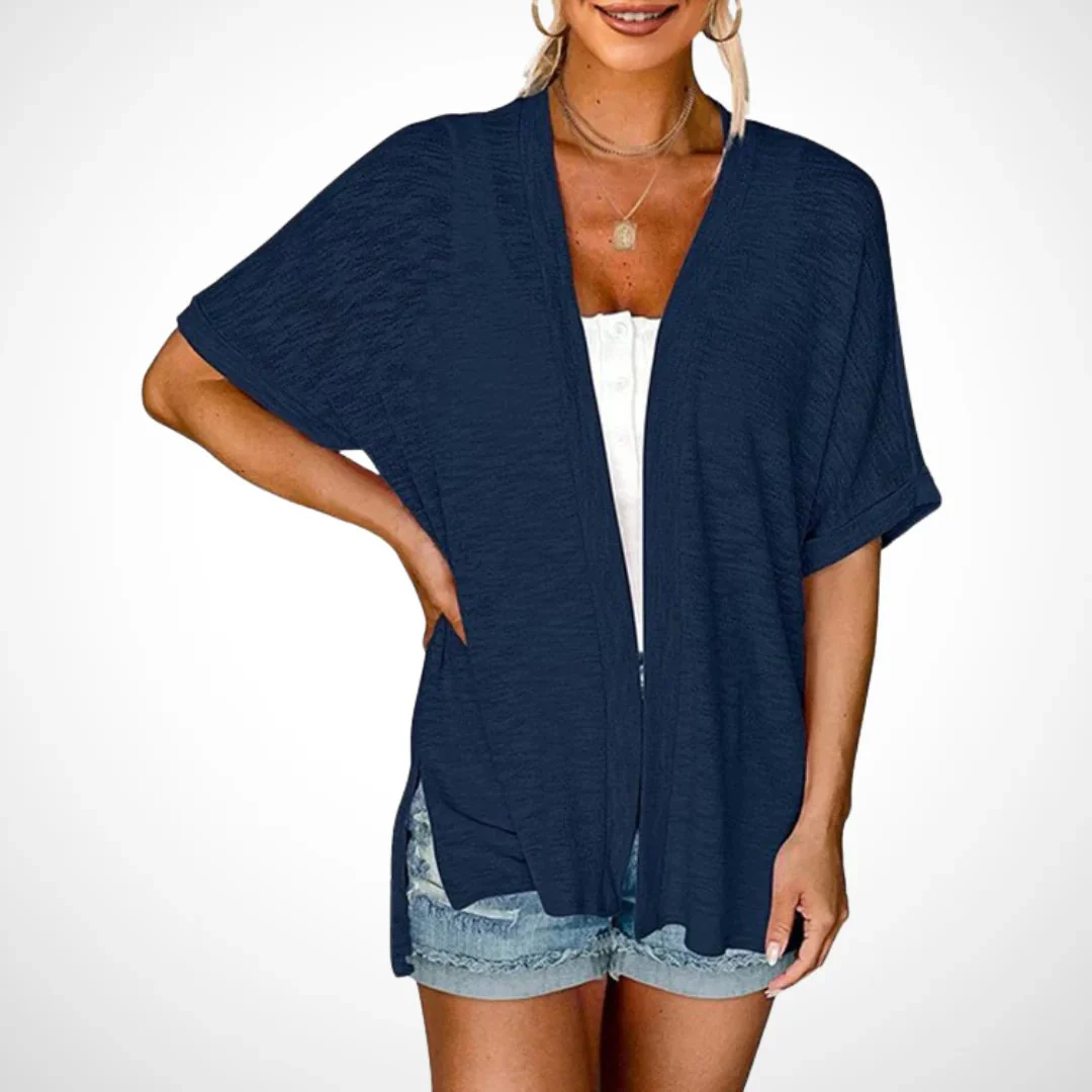 Cardigan élégant à manches courtes et ouverture avant