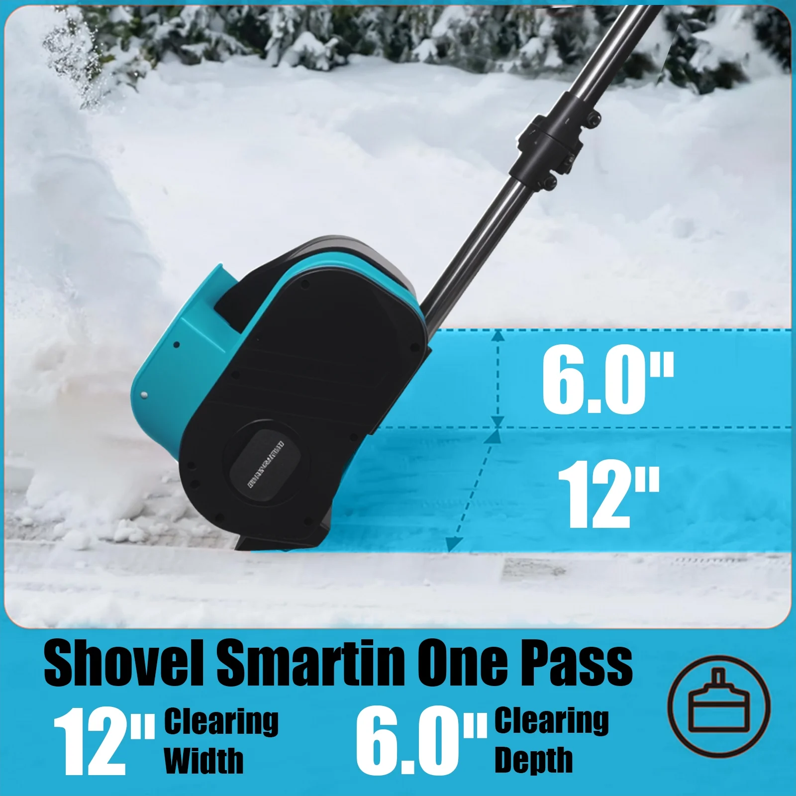 Electric Snow Blower, 20V 12-Inch with Auxiliary Wheel Cordless Snow Thrower Adjustable Auxiliary Handle Snow Shovel - Image 6