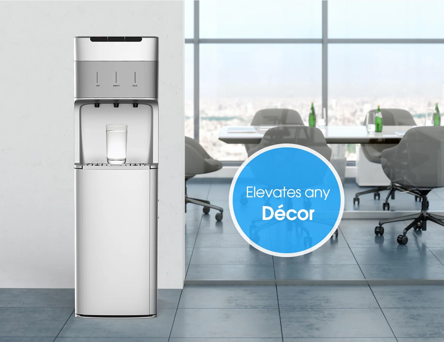 Self Cleaning Bottom Load Water Cooler Dispenser for 3 5 Gallon Bottle with Child Safety Lock Display Light Silver Image 7