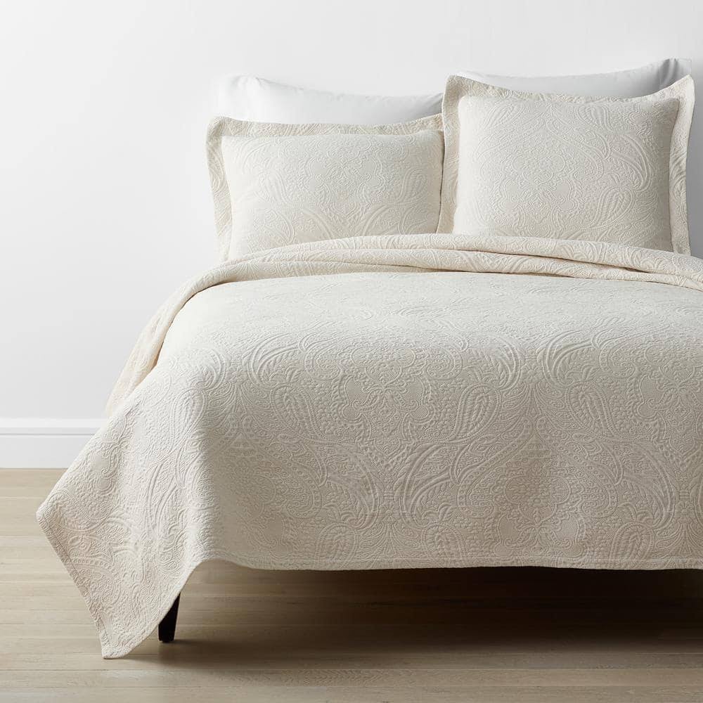 The Company Store Hillcrest Cotton Matelasse Ivory Floral King Coverlet