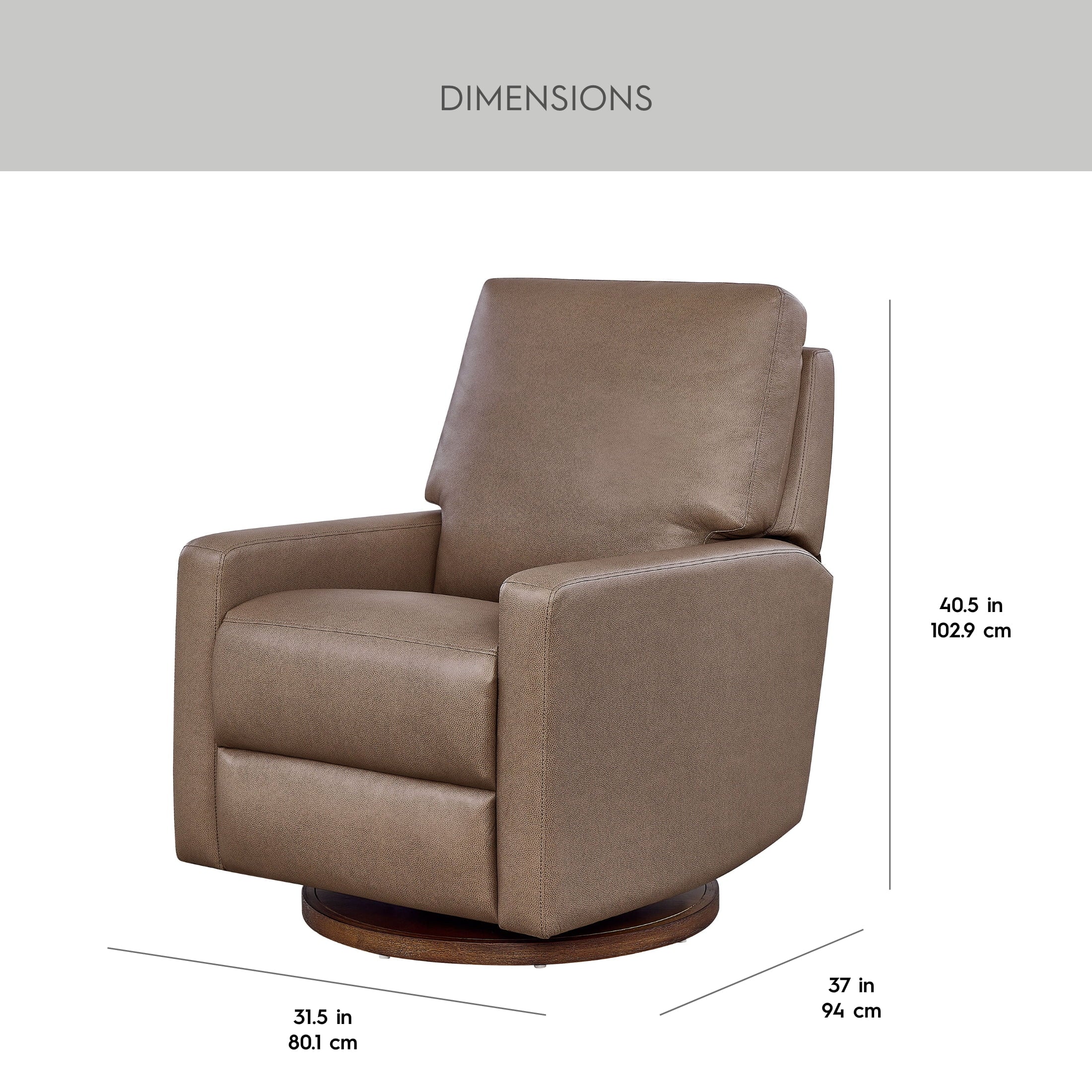 Better Homes & Gardens Modern Farmhouse Glider Recliner, Taupe Faux Leather