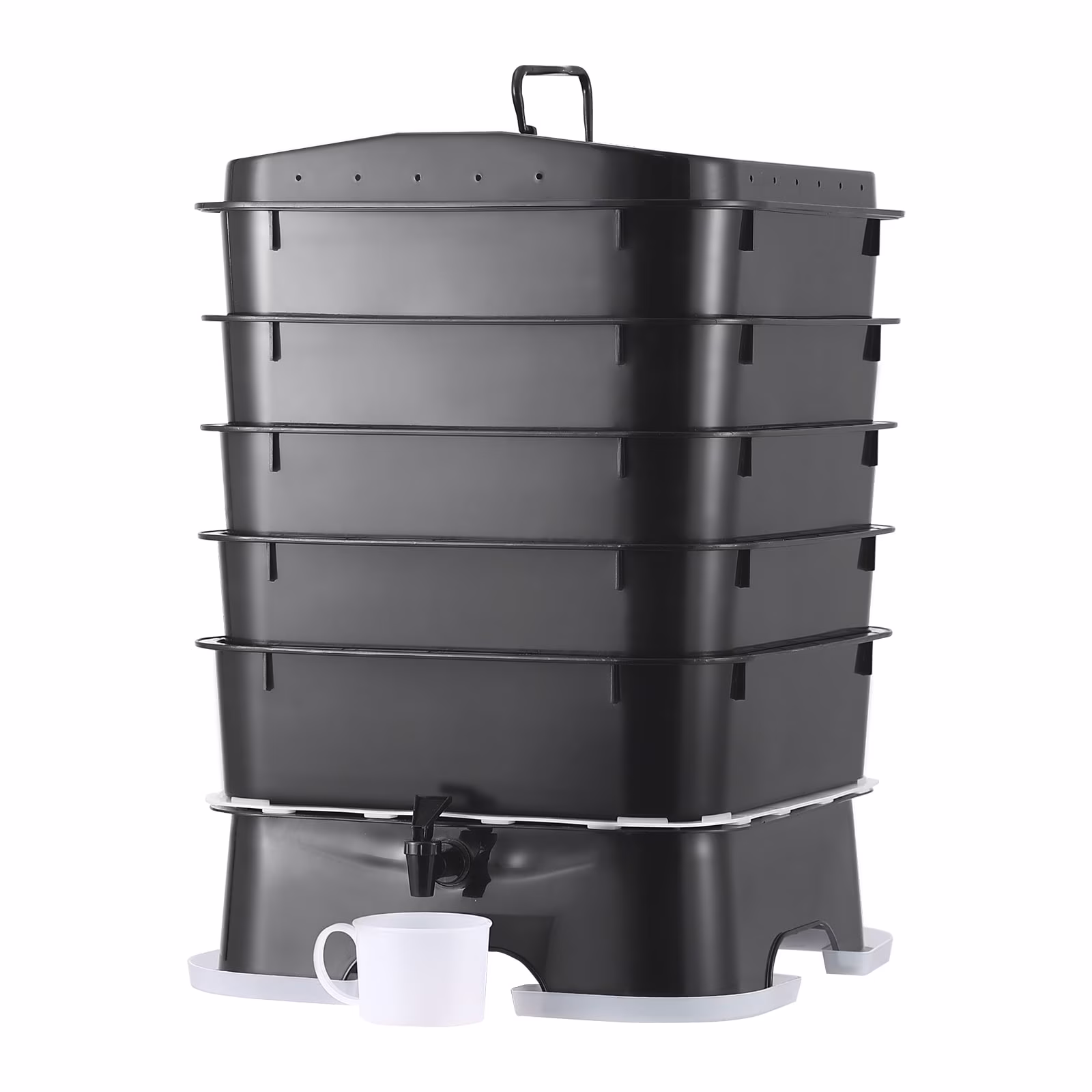 VEVOR 5 - Tray Worm Composter, 50 L Worm Compost Bin Outdoor and Indoor, Sustainable Design Worm Farm Kit, for Recycling Food Waste, Worm Castings, Worm Tea, Vermiculture and Vermicomposting