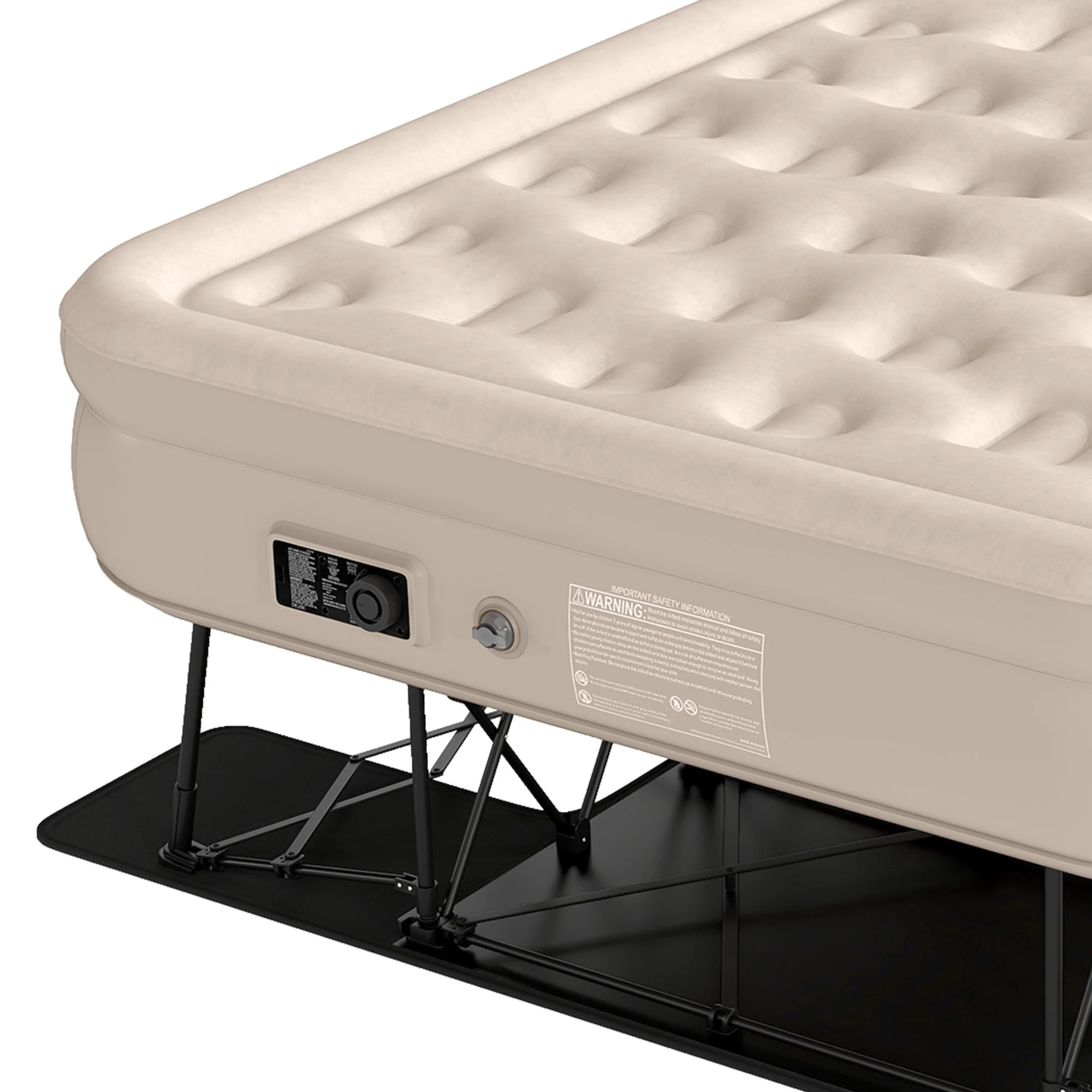 Inflatable Queen Air Mattress with Built-in Pump, Frame, Velvet Surface Portable Storage Case, Khaki(Queen/Khaki) - Image 9