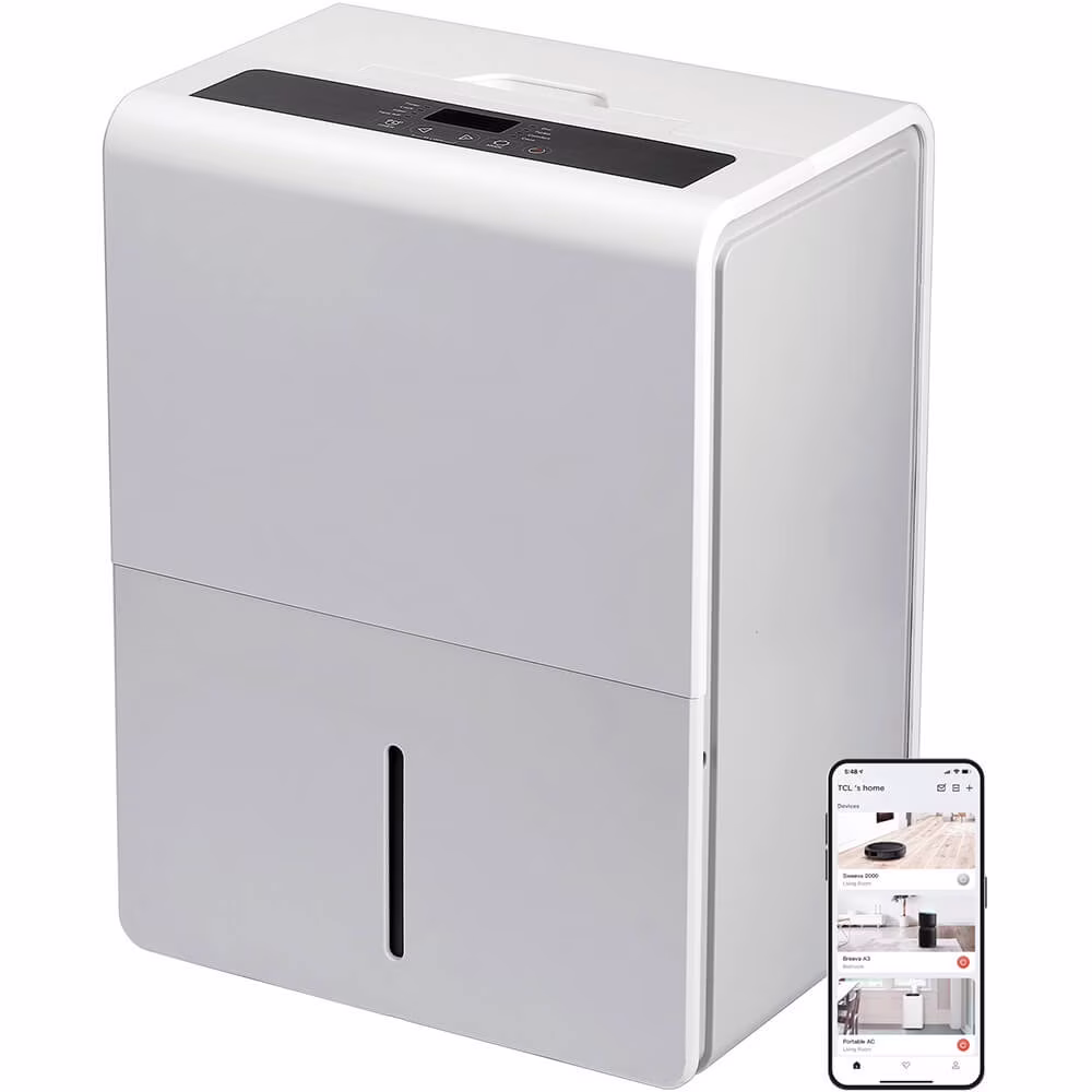 H50D26W 50 Pint Smart Dehumidifier with Pump Perfect for areas up to 4,500 sq. ft.