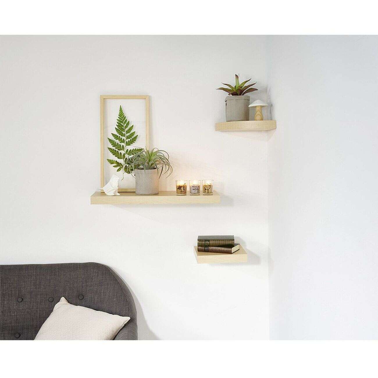 Étagère murale carrée bois beige