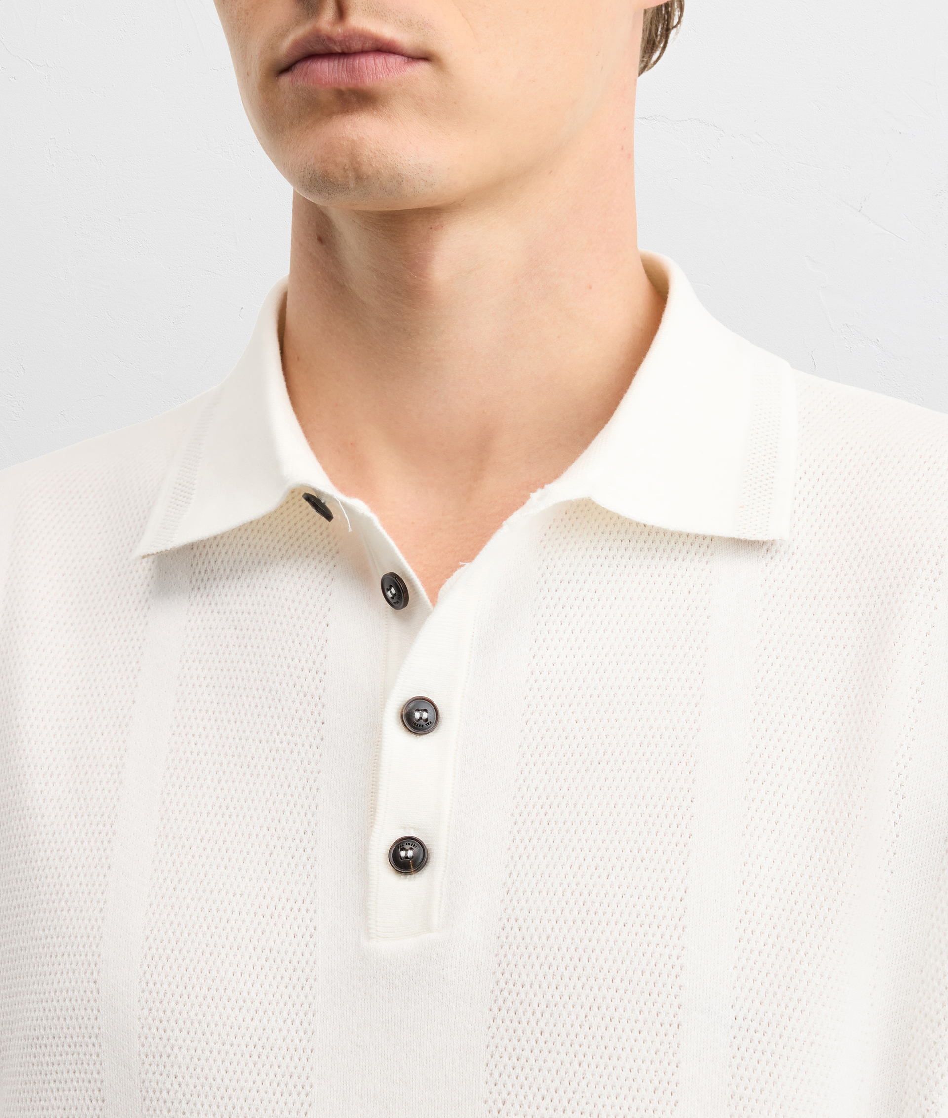 WHITE COTTON SHORT SLEEVED POLO SHIRT WITH RIBBED TRIM