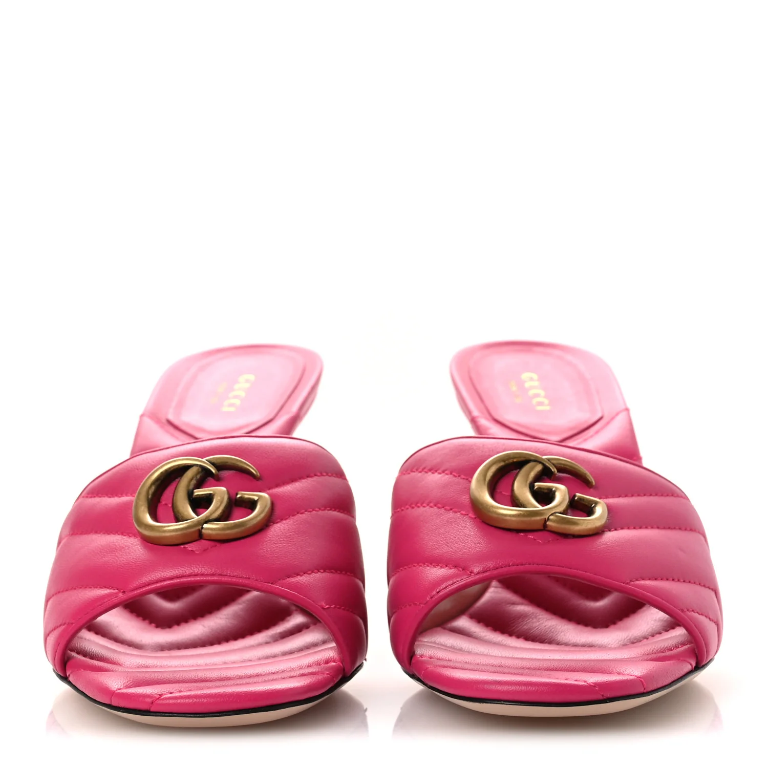 Nappa Matelasse GG Marmont 75mm Slide Sandals 41 Box Pink