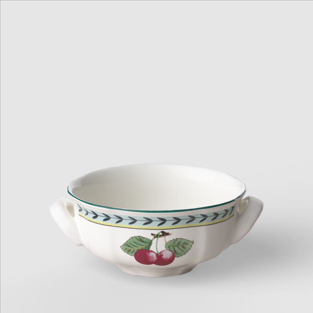 French Garden Soup cup - Multi-colored, 5.7'' x 4.8'', Premium Porcelain