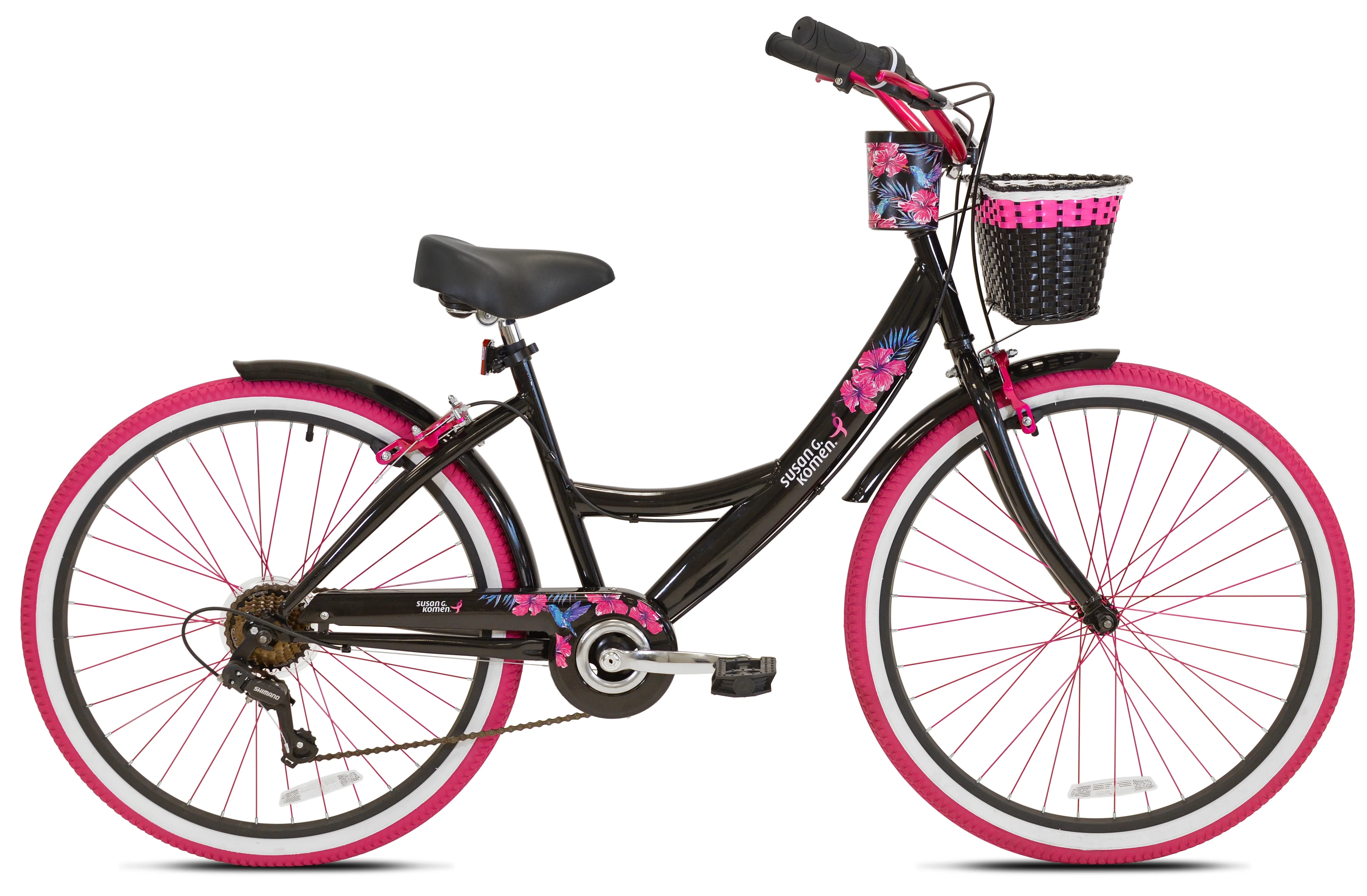 26" Cruiser Bike, Adult, Ages 12+, Black and Pink - Image 2