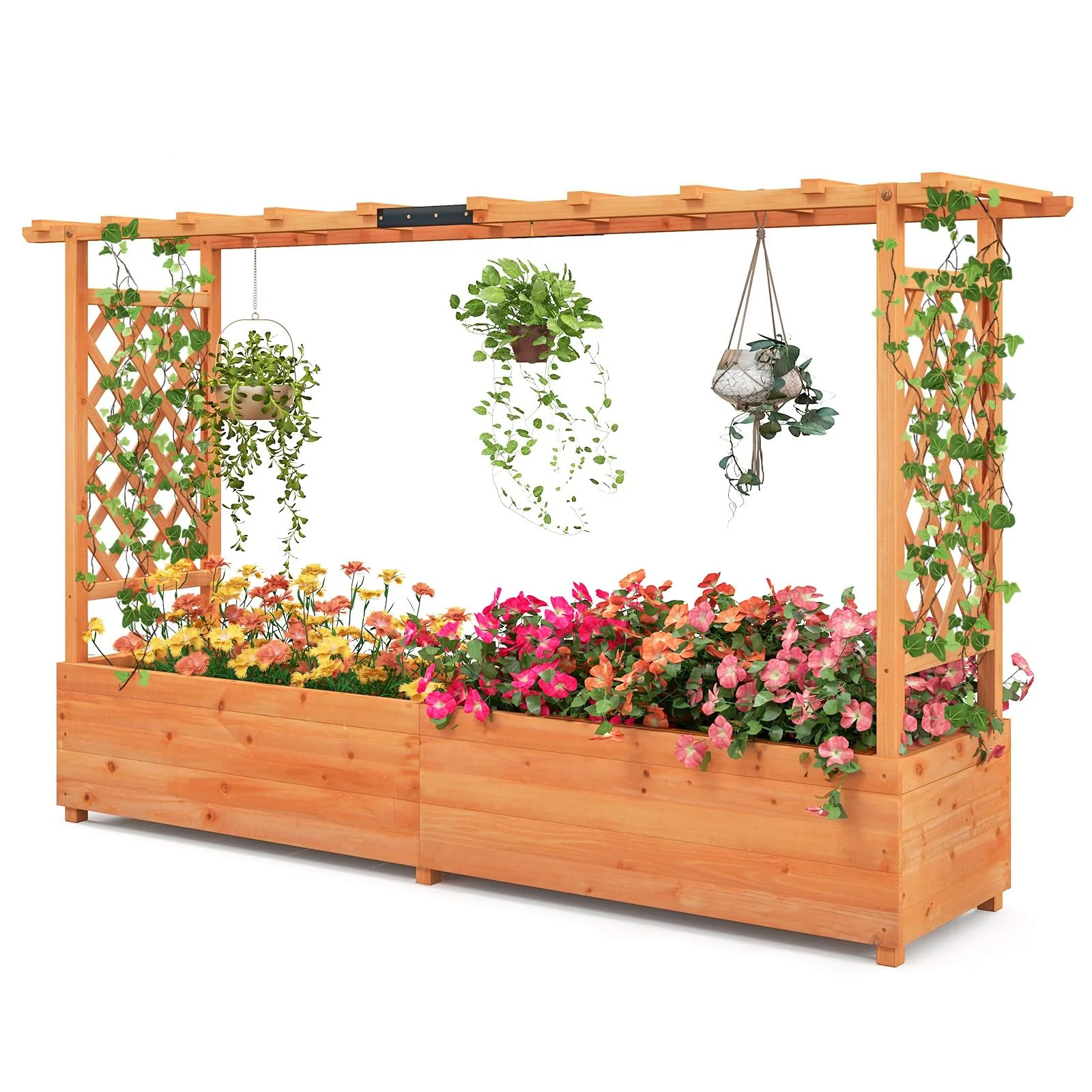 Raised Garden Bed with Trellis & Hanging Roof, 79