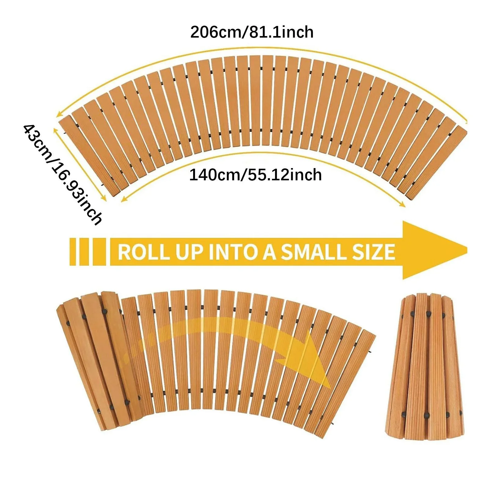 YWMJZEU Wooden Garden Pathway Boardwalk Curved Non Slip Surface (81.1inch Outer Length)