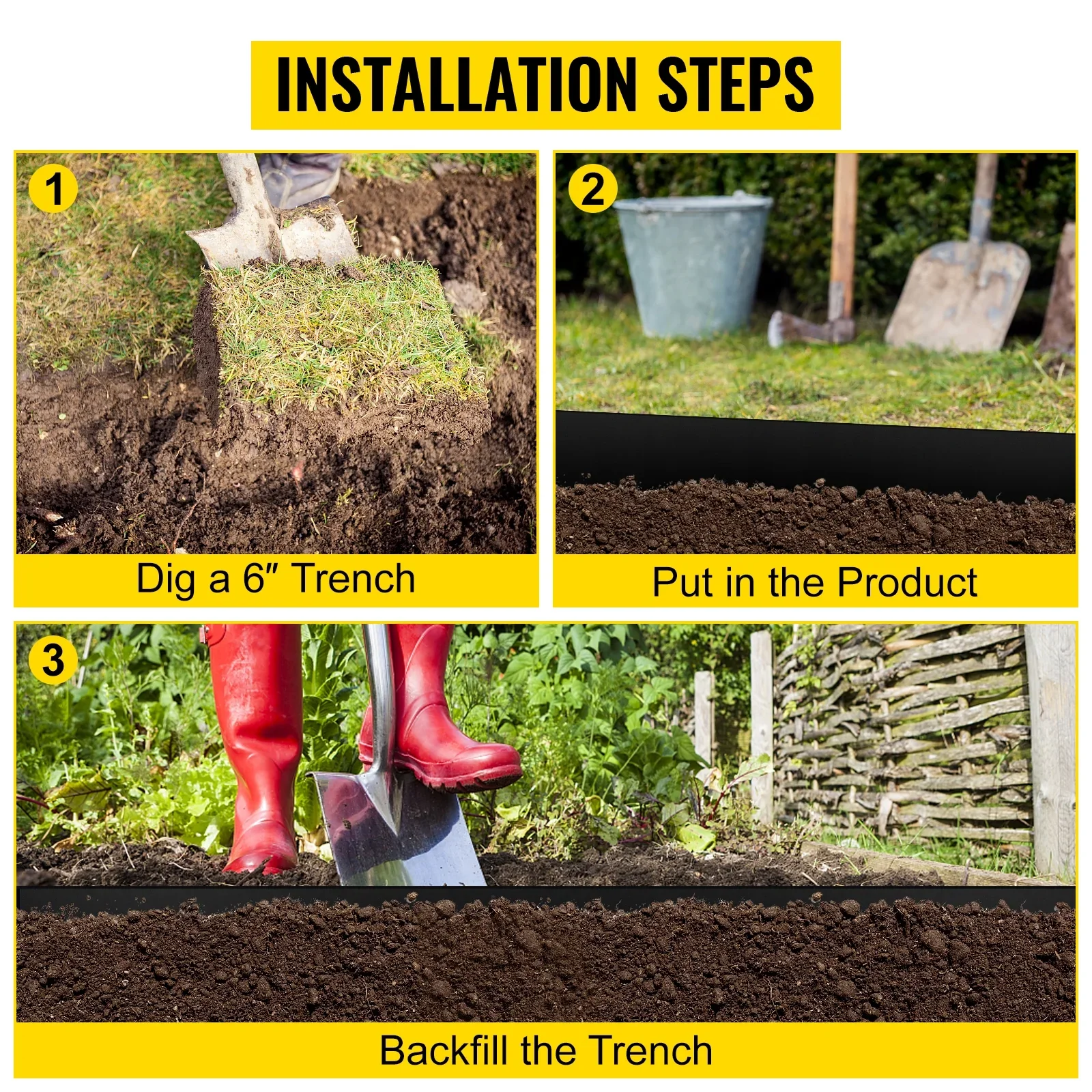 BENTISM Landscape Edging Terrace Board 80 ft Length 10 inch Depth Lawn Garden