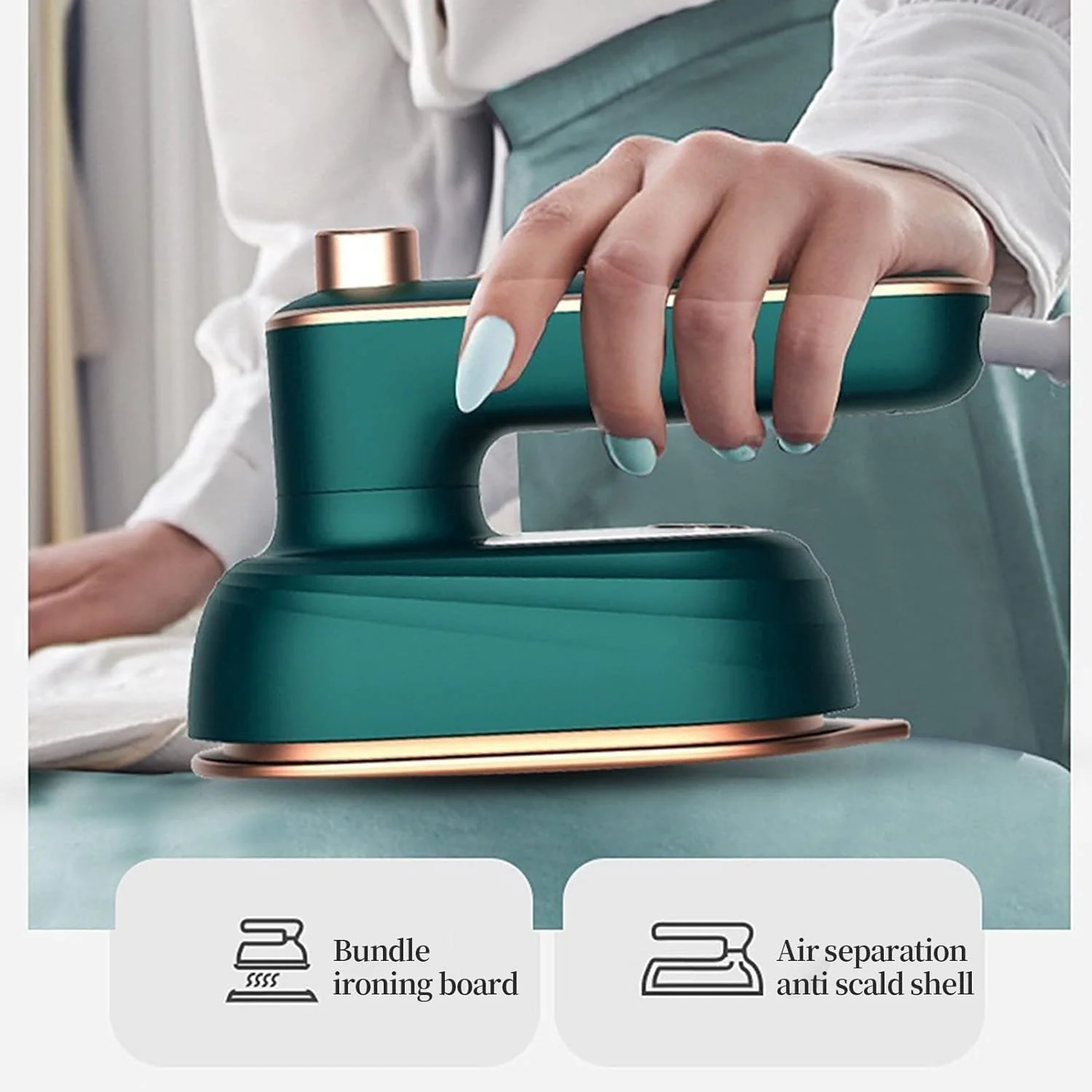 Portable Mini Ironing Machine, Upgrade Foldable 180° Rotated Portable Mini Handheld Ironing Machine for Clothes, Handheld Steam Iron - Non-Stick Ceramic Soleplate Home Traveling