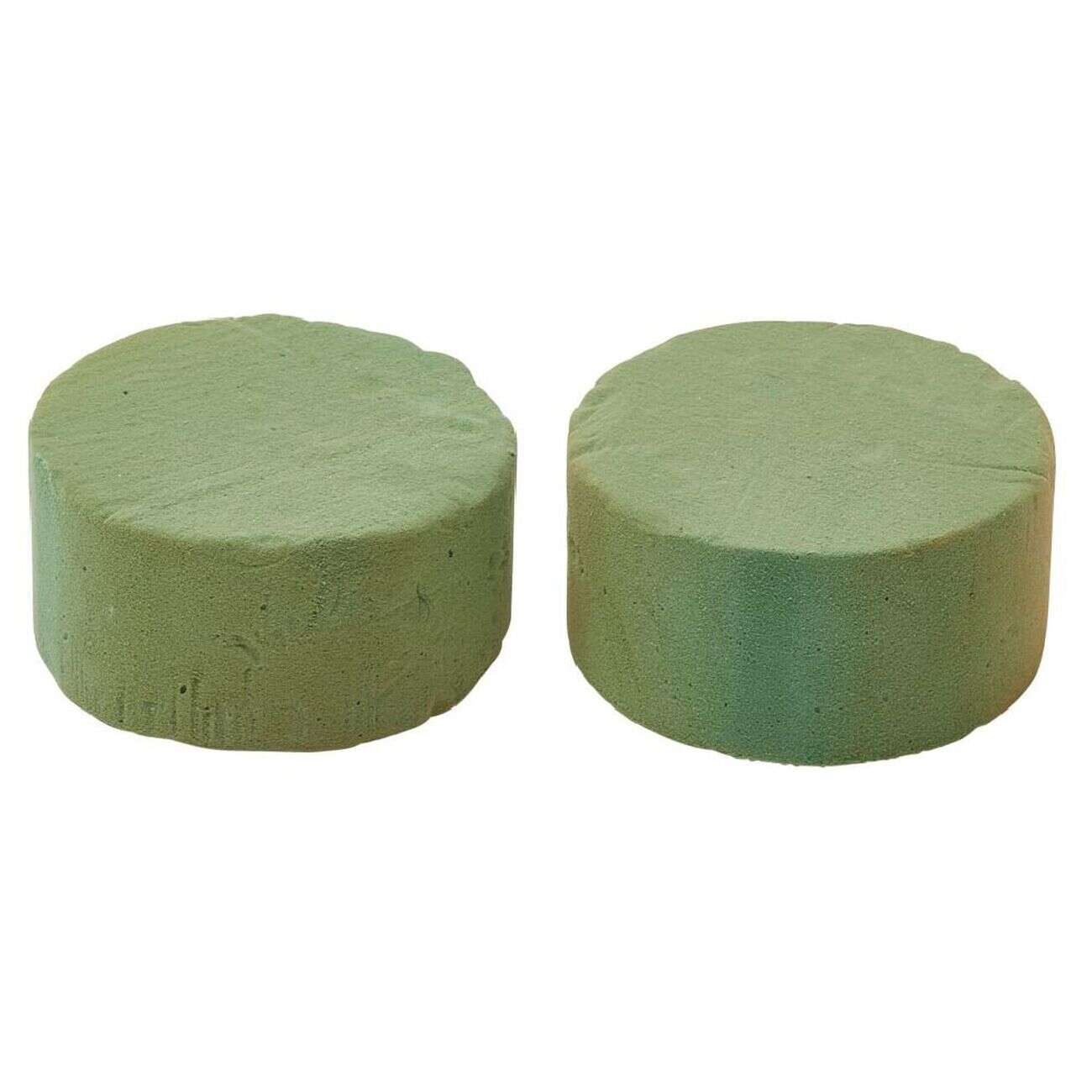 Bloc mousse florale Ø8xH4cm vert  x2