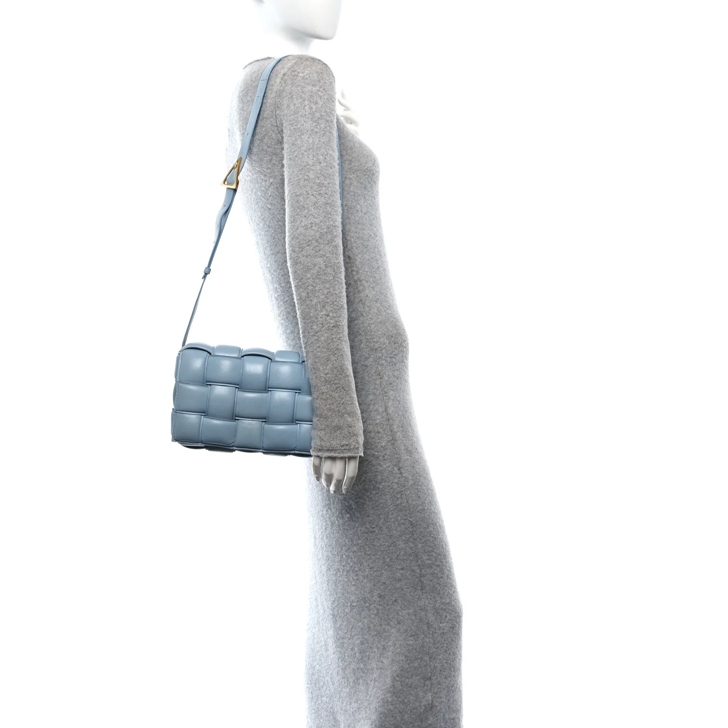 Nappa Maxi Intreccio Padded Cassette Crossbody Bag Ice