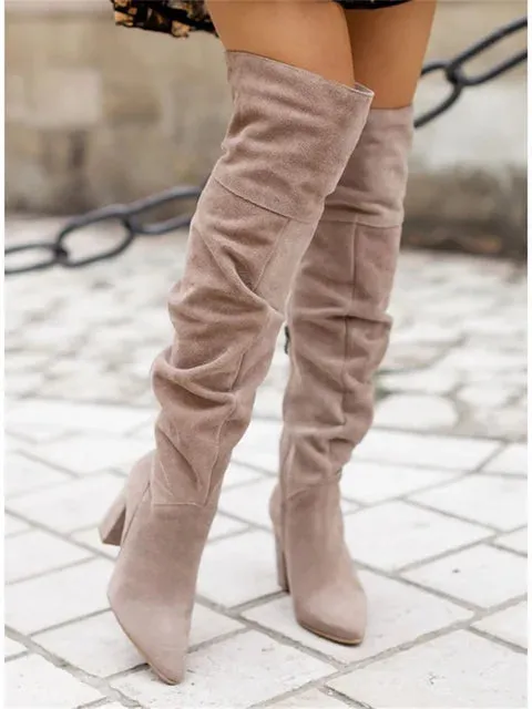 Sophie Paris I Bottes Hautes Souples avec Talon Épais