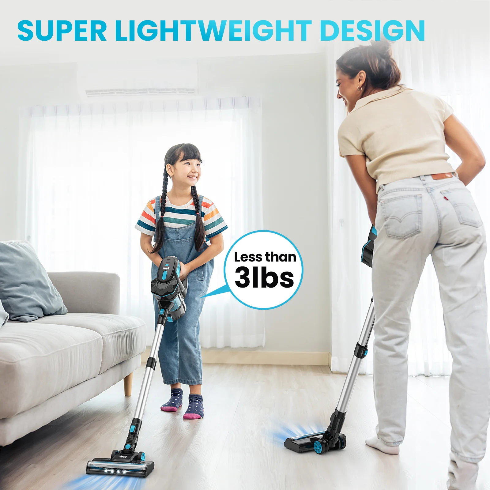 Cordless Vacuum Cleaners, 6-in-1 Lightweight Stick Vacuum for Hardwood Floor Carpet Pet Hair, V770(Blue) - Image 8