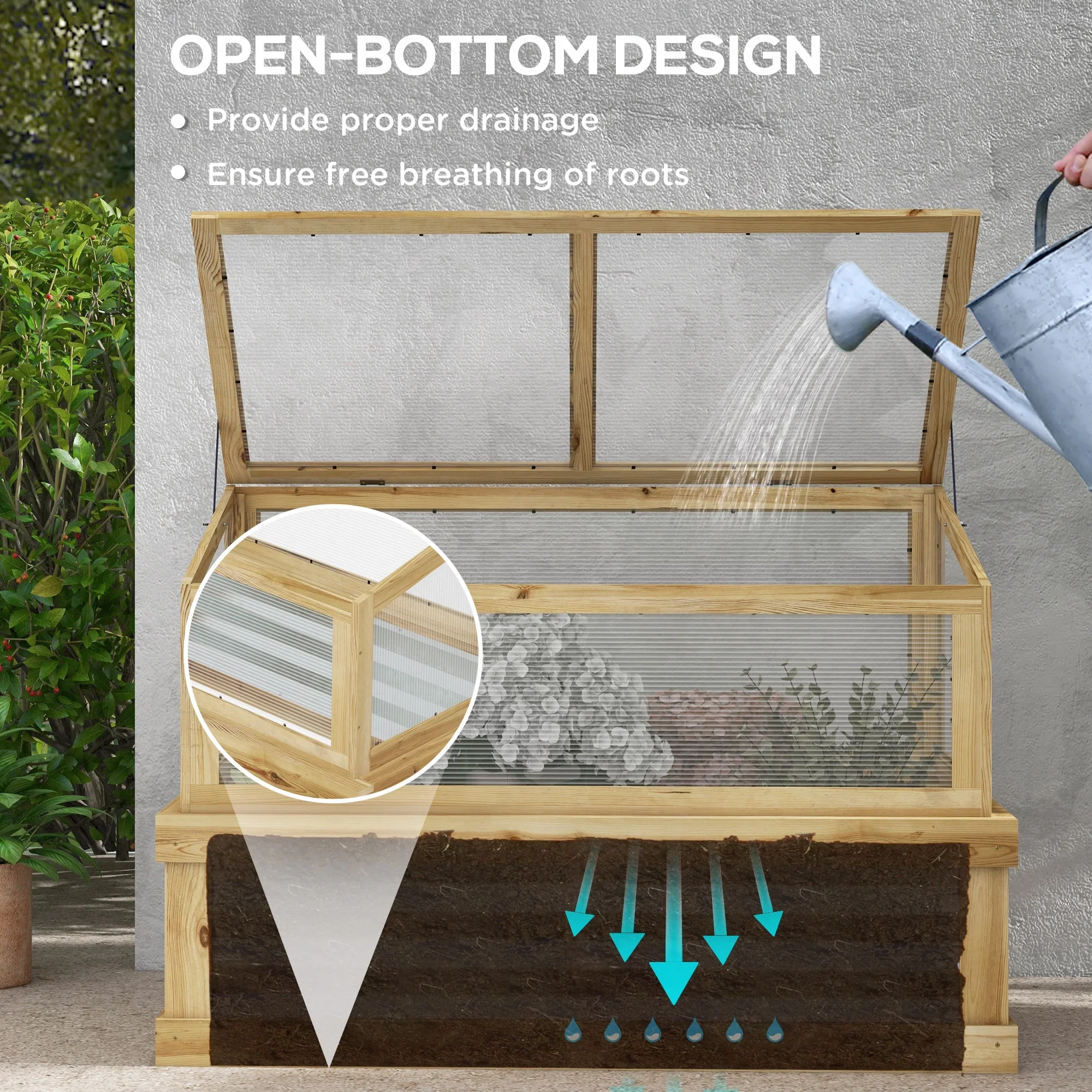 Outsunny Raised Garden Bed with Wooden Cold Frame, 41 x 22.5 x 28.25