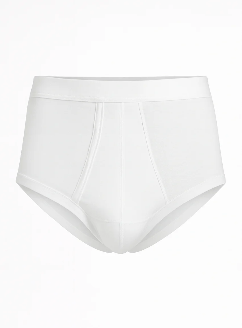 Slip ouvert homme taille haute en coton blanc