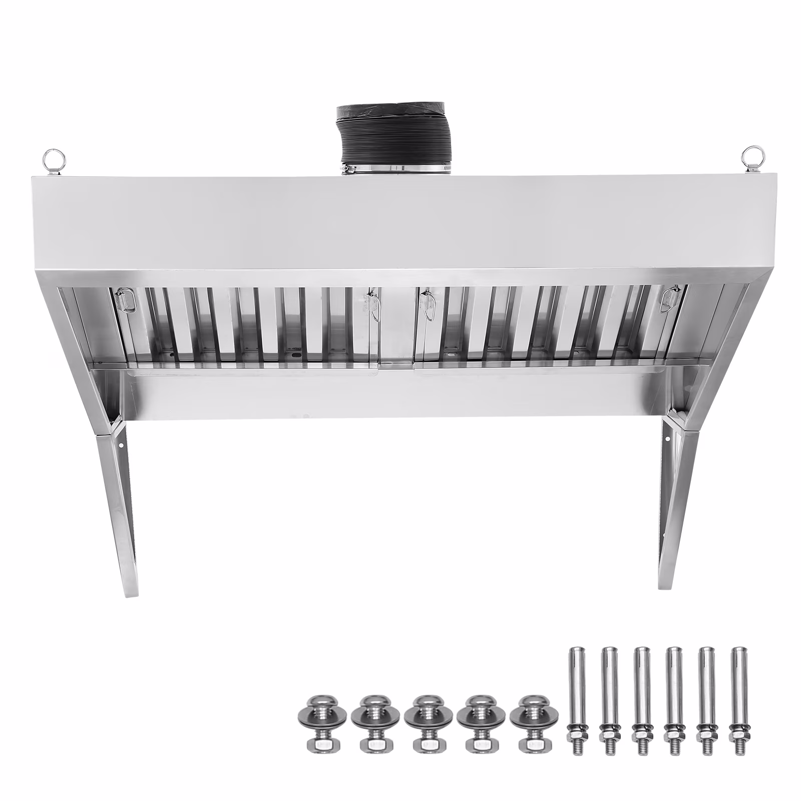 KFFKFF 4FT Commercial Exhaust Hood, Stainless Steel Exhaust Hood with 2 Removable U - Shaped Grease Filters for Commercial Use, Suitable for Food Trucks and Concession Trailers, Restaurant Kitchens