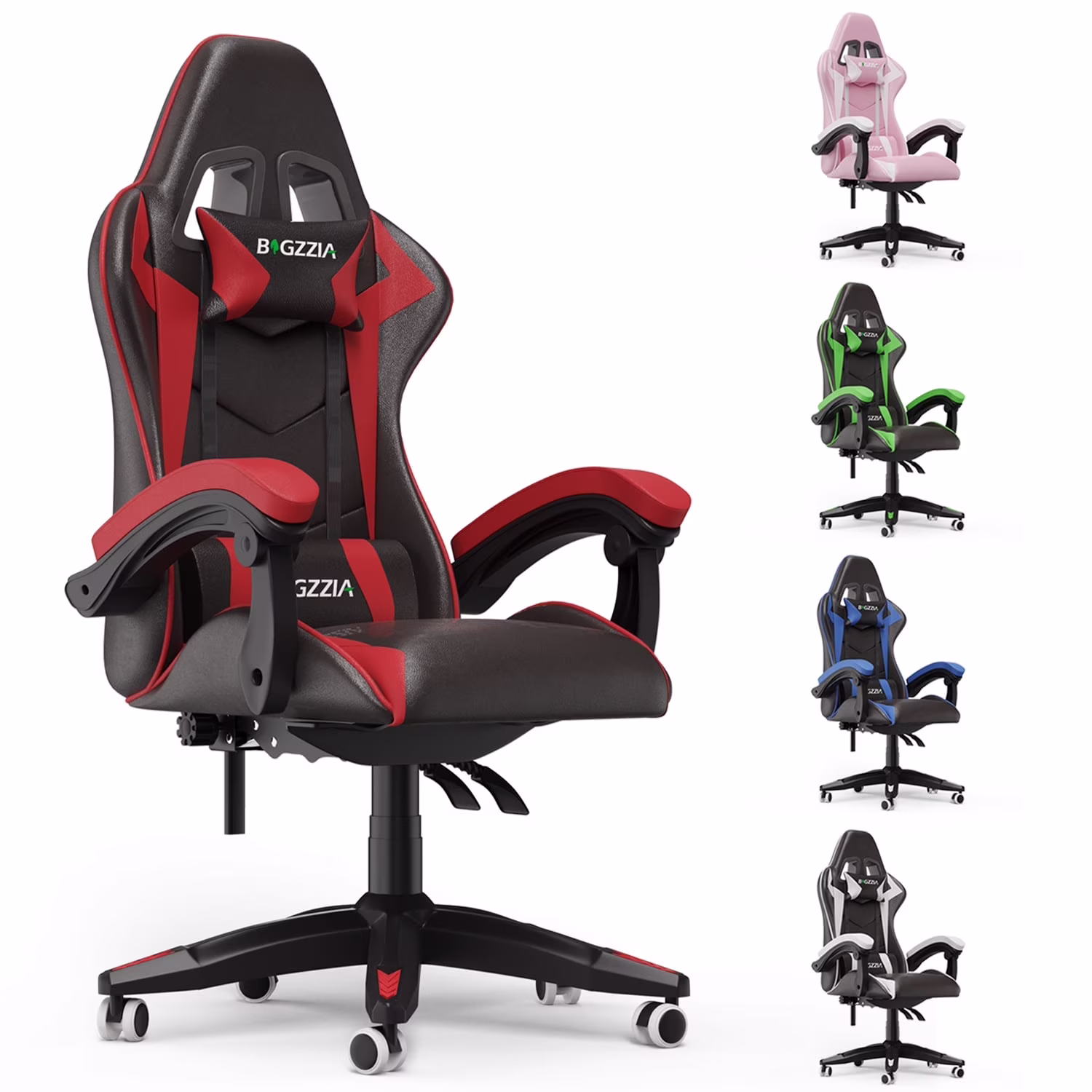 Gaming Chair Office Chair, Ergonomic Game Chair with Height Adjustable Headrest and Lumbar Support for Adults Teens, Black White(Black White) - Image 9
