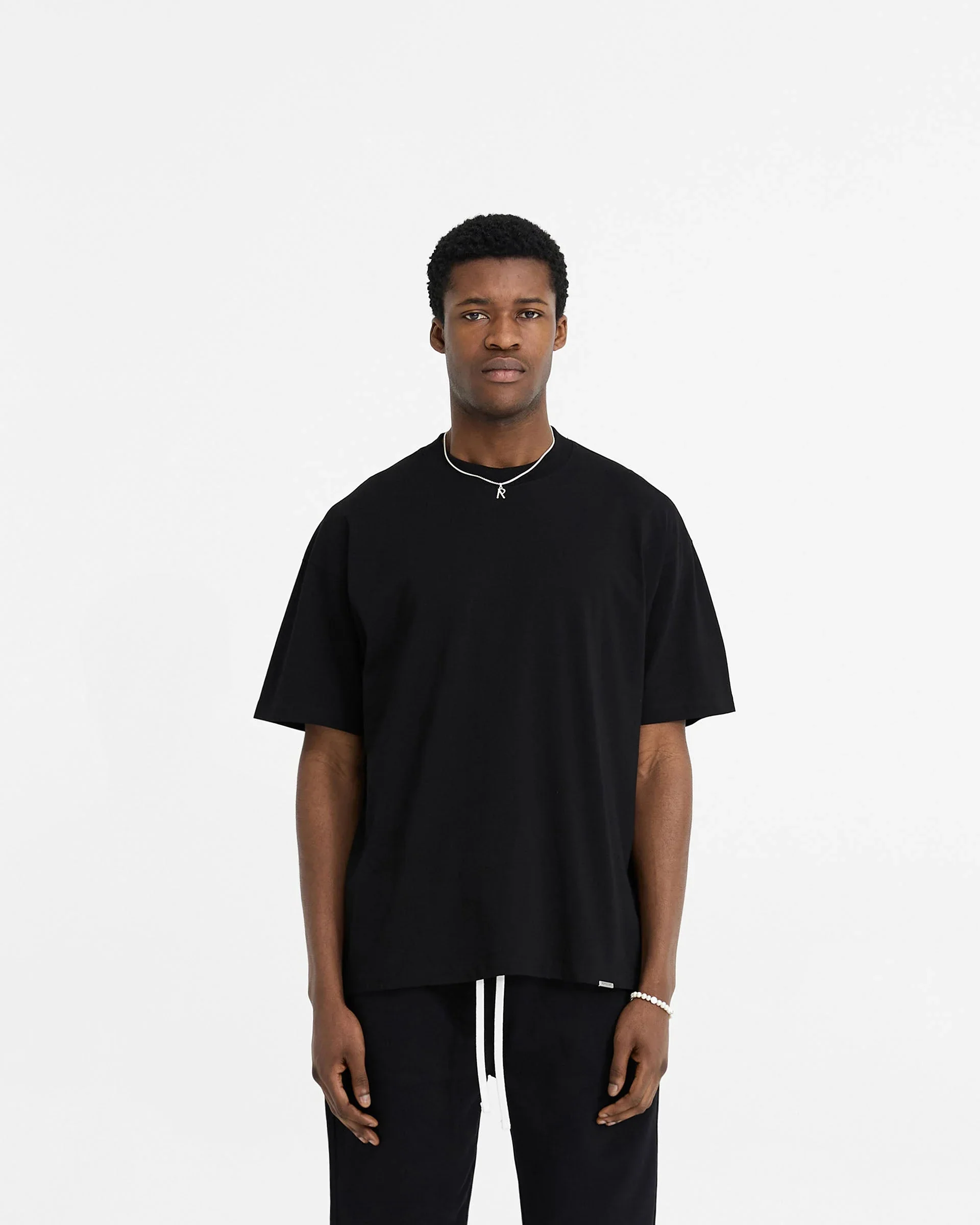2 x Initial Oversized T-Shirt - Black