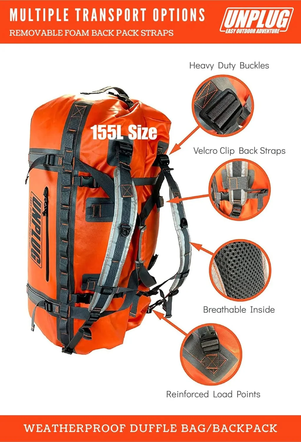 Ultimate Adventure Bag -1680D Heavy Duty Waterproof Travel Duffel Bags for Camping, Motorcycle Dry Bag, Waterproof Bags for Boating,…