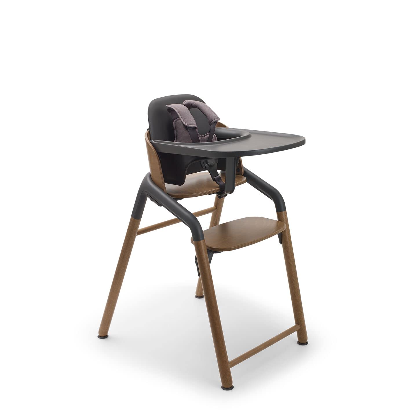 Chaise haute bébé Bugaboo Girafe en bois, réglable en 1 seconde, facile à nettoyer, sûre et ergonomique, utilisable dès la naissance avec le kit nouveau-né (vendu séparément), coloris bois chaud/gris