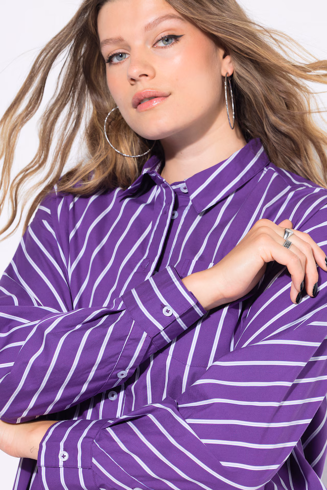 Oversized Long Sleeve Pinstripe Tunic Blouse