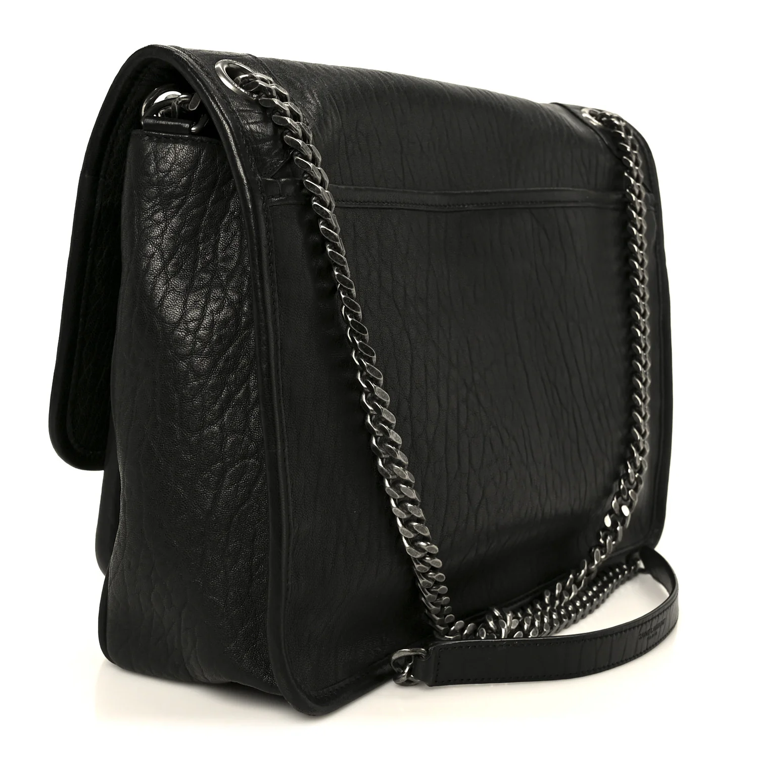 Grained Lambskin Monogram Large Niki Chain Satchel Black