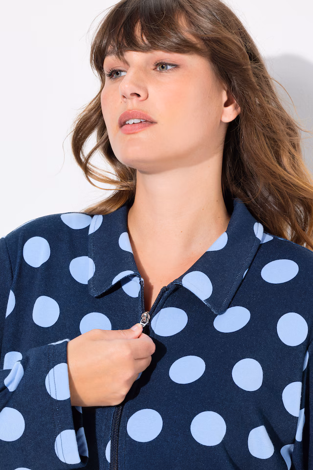 Polka Dot Zip-Up Bathrobe