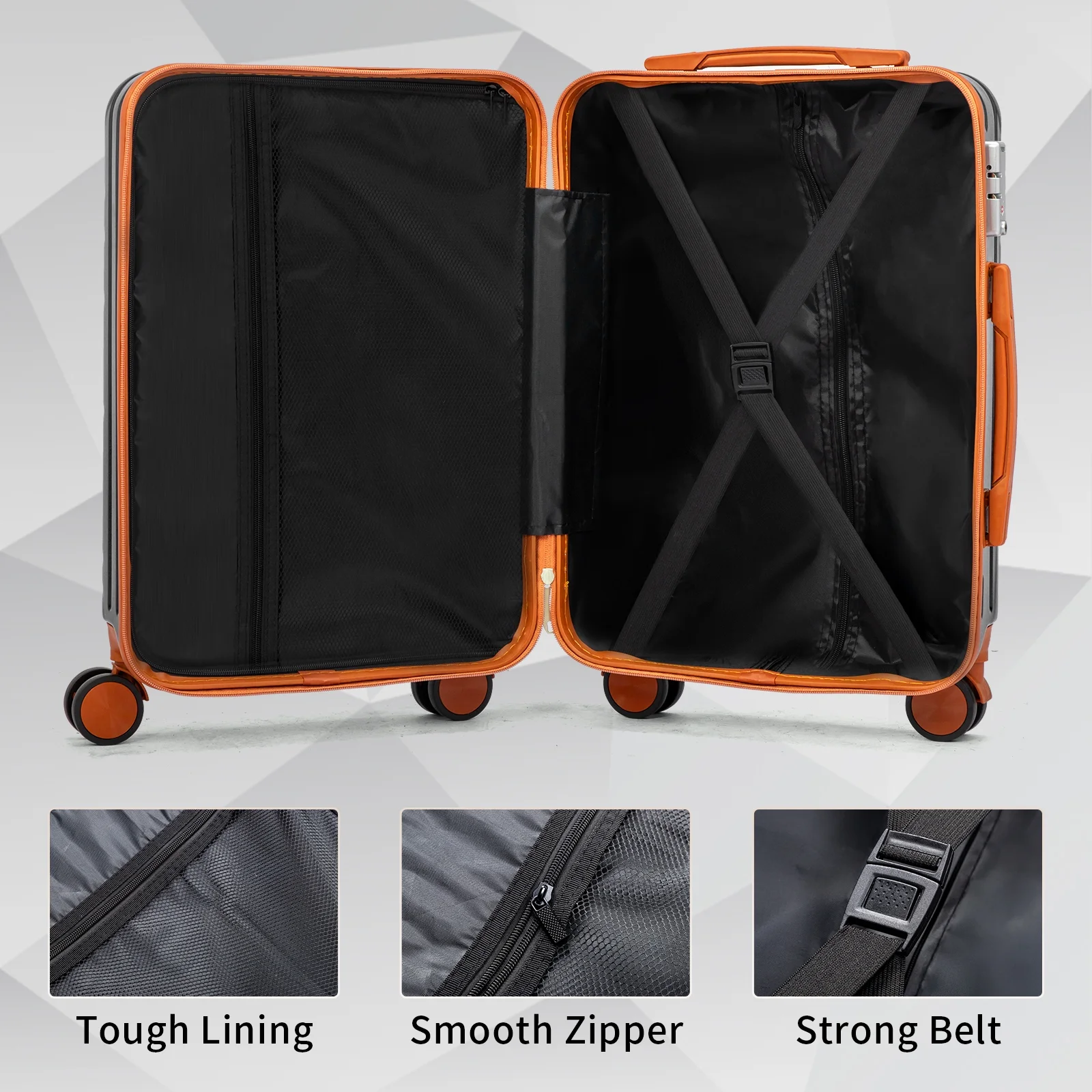 Zimtown Luggage 3 Piece Set Suitcase ABS Hardside Lightweight with TSA Lock Spinner Wheels, Beige
