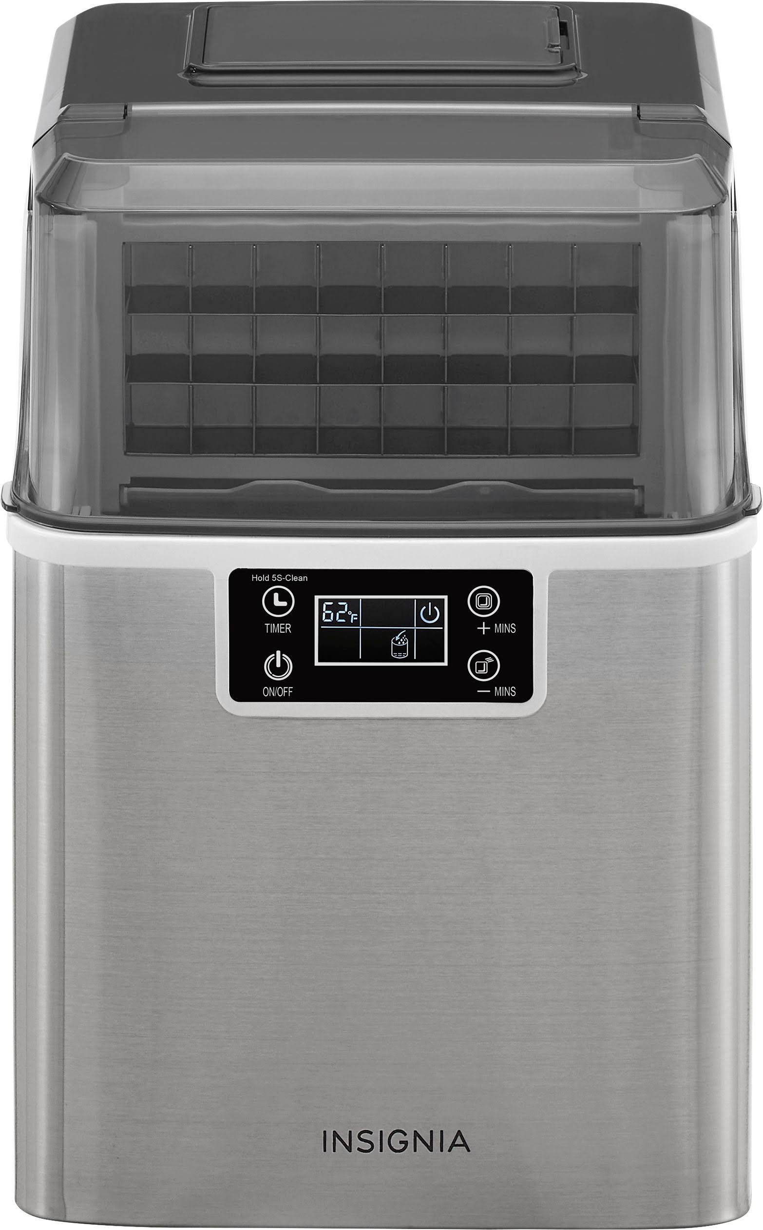 Insignia - 44 lb. Portable Clear Ice Maker with Auto Shut-Off - Stainless Steel