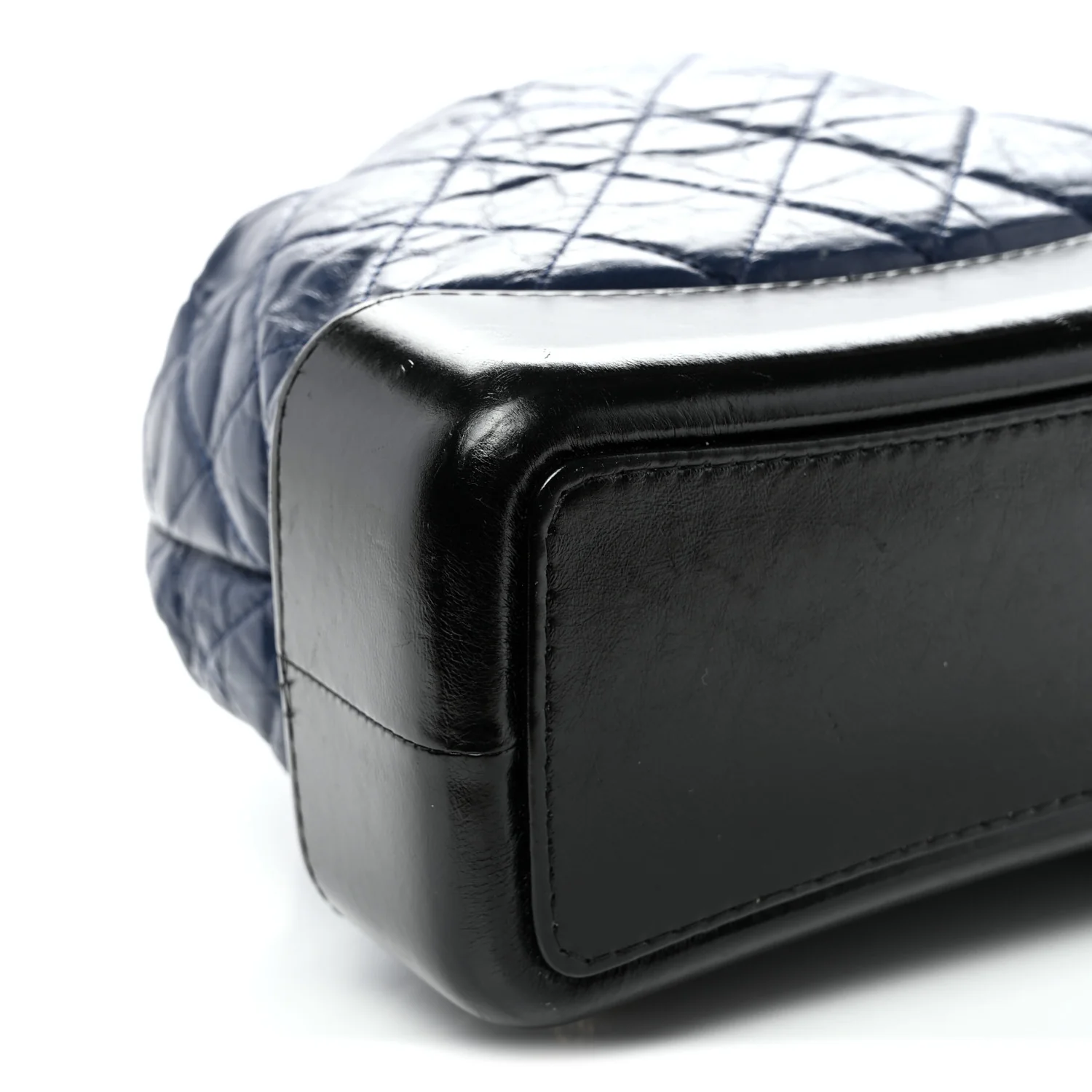 Aged Calfskin Quilted Gabrielle Backpack Navy Black