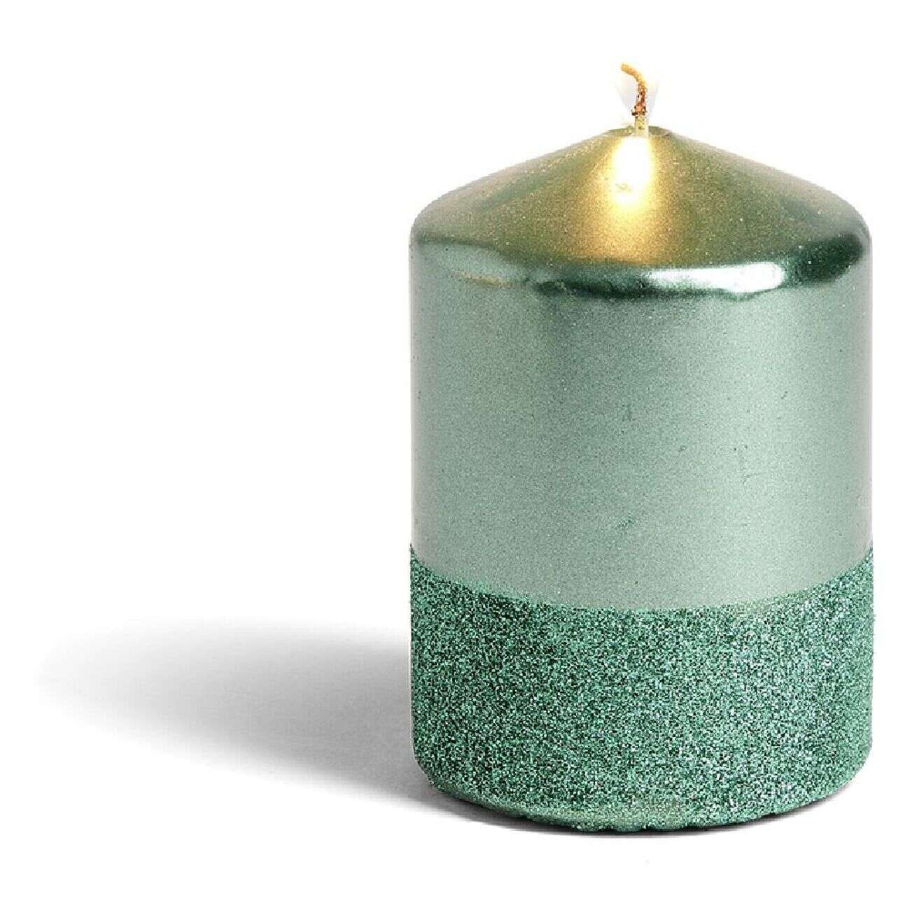 Bougie pilier pailleté vert Ø7xH10 cm