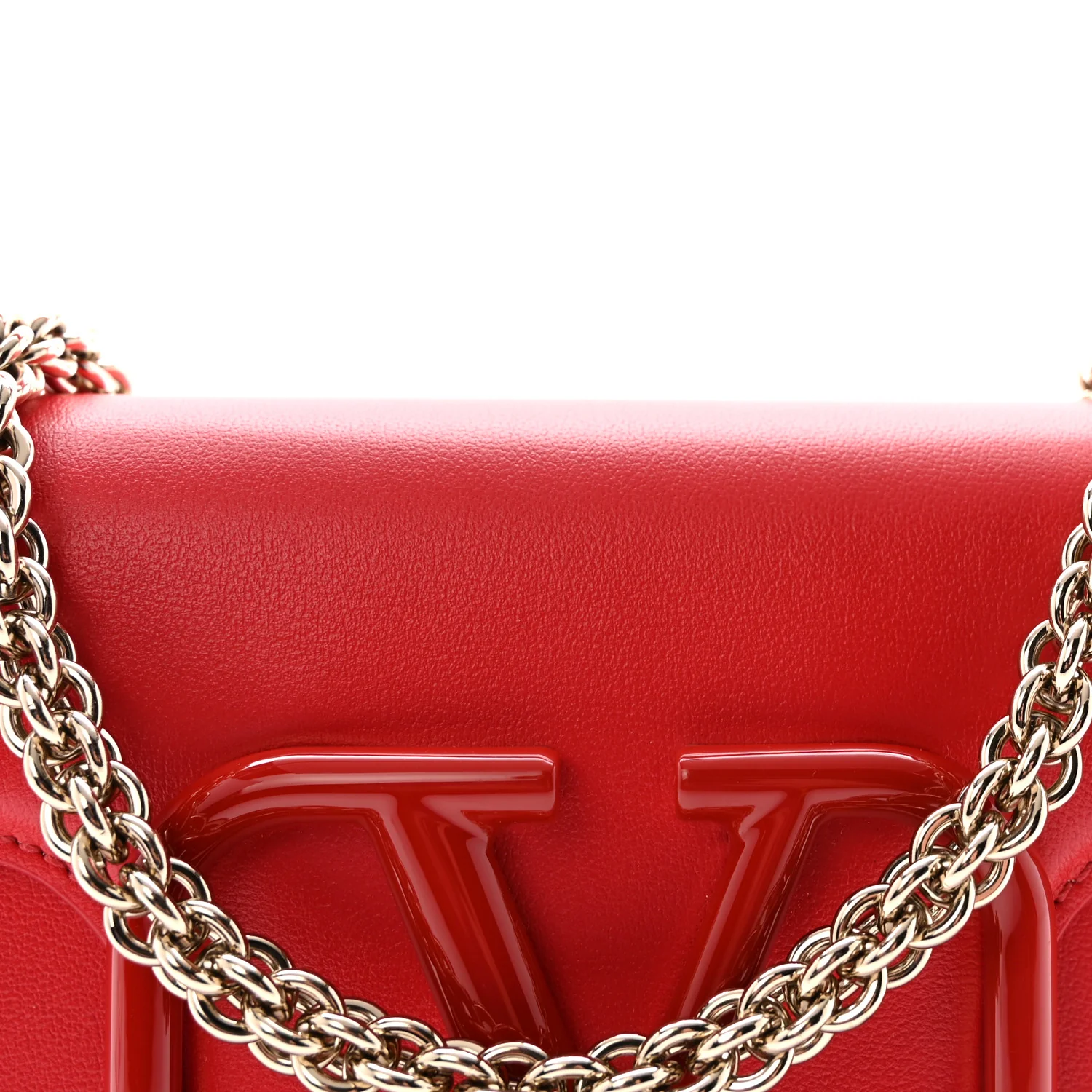 Calfskin Enamel Vlogo Small Loco Shoulder Bag Rouge Pur
