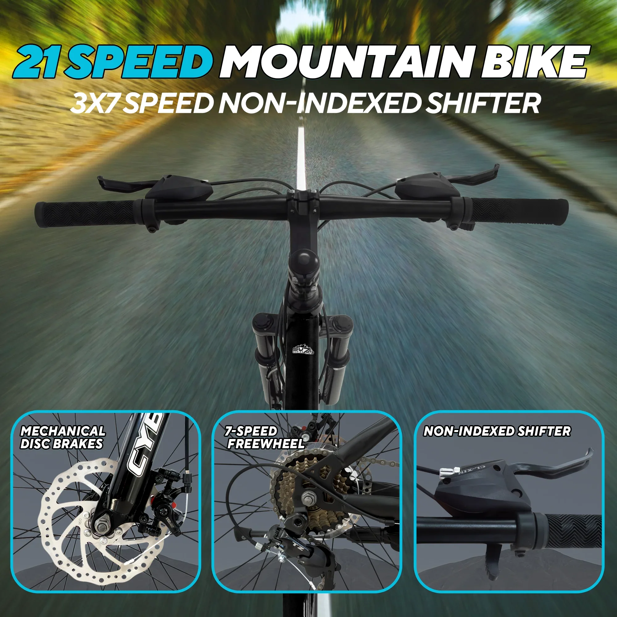 Cybic 24 inch Mountain Bike with Iron Frame,21Speed,Disc Brakes Bicycle, Purple